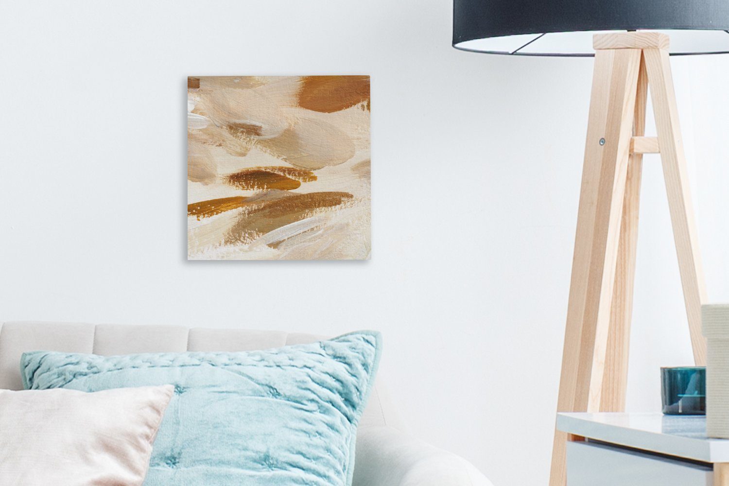 OneMillionCanvasses® Leinwandbild Farbe - Wohnzimmer - Braun, für Bilder Schlafzimmer Malerei (1 St), Leinwand