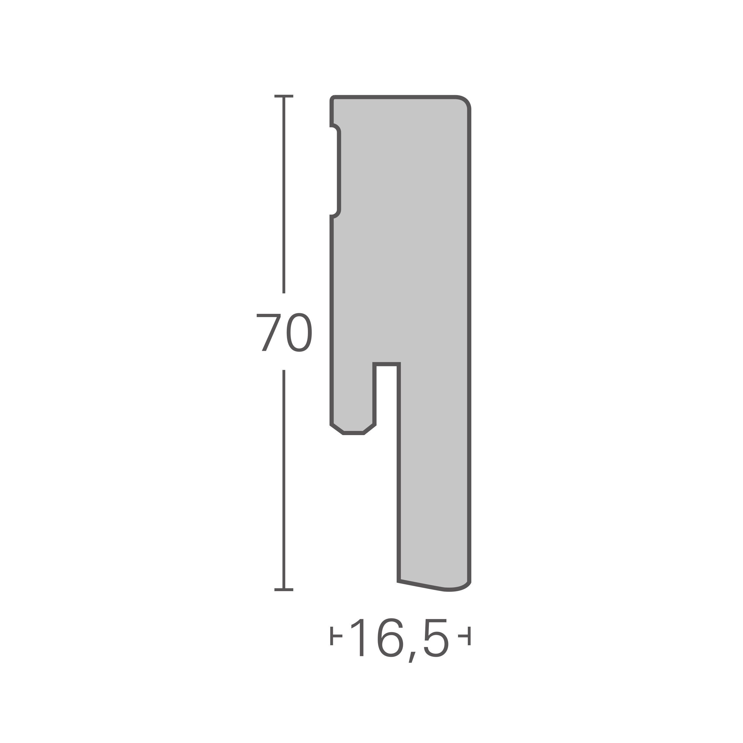 PARADOR Sockelleiste Sl 18 Edelstahl D001, L: 220 cm, H: 7 cm, Made In Germany, 1-St., Nachhaltig, Vollummantelt im Kantenbereich, Verwindungsfrei, Mit MDF-Kern