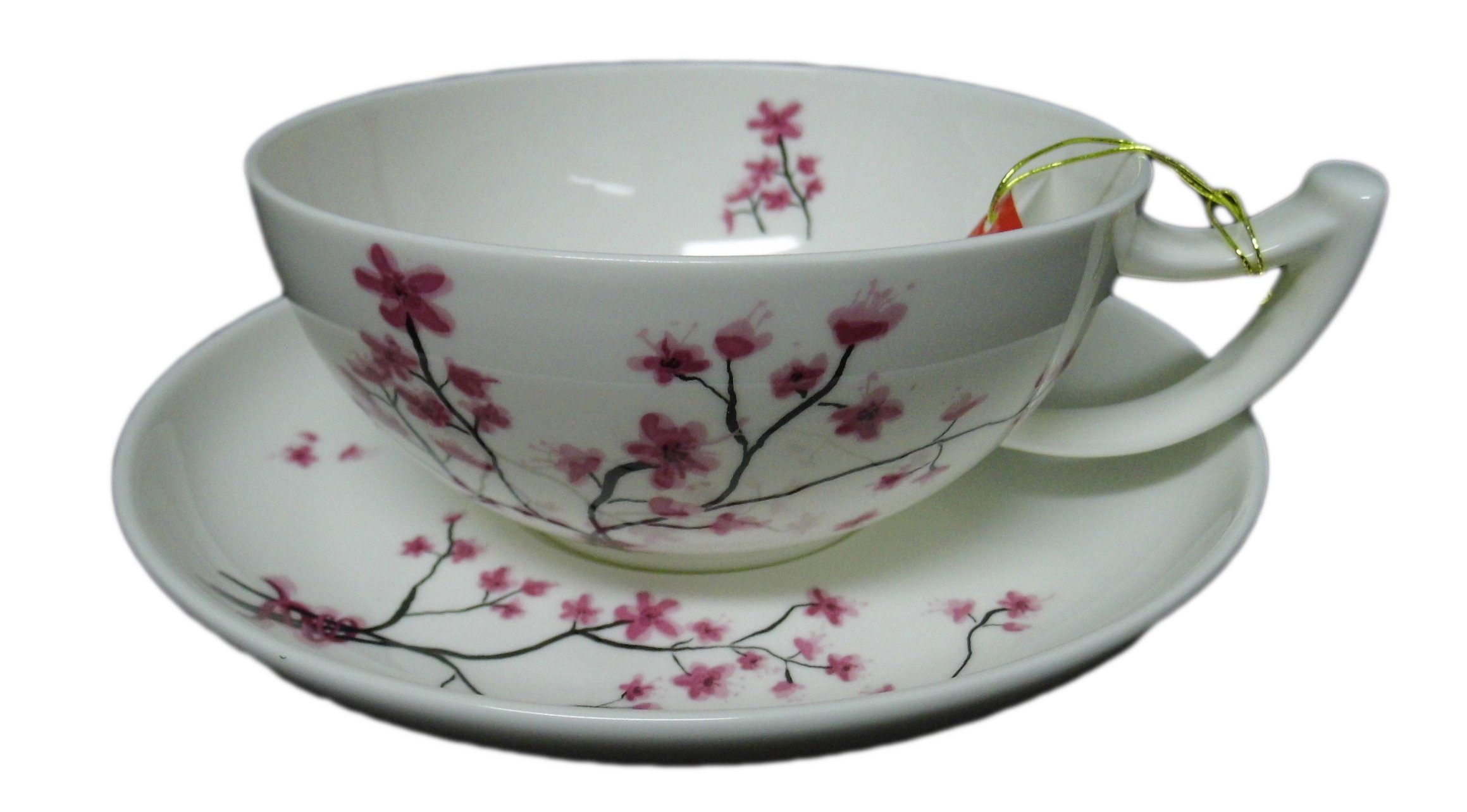 TeaLogic Tasse TeaLogic Cherry Blossom Jumbotasse mit Untertasse, 2-tlg., Porzellan