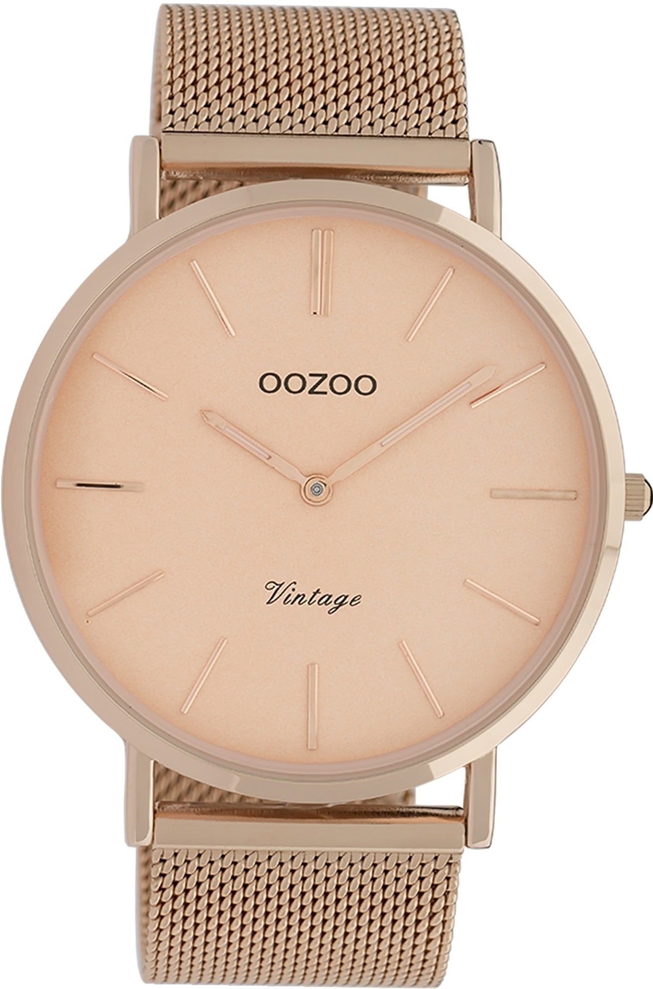 Damen Uhren OOZOO Quarzuhr UOC9920A Oozoo Damen Armbanduhr roségold Analog, Damenuhr rund, groß (ca. 44mm), Edelstahlarmband, Fa