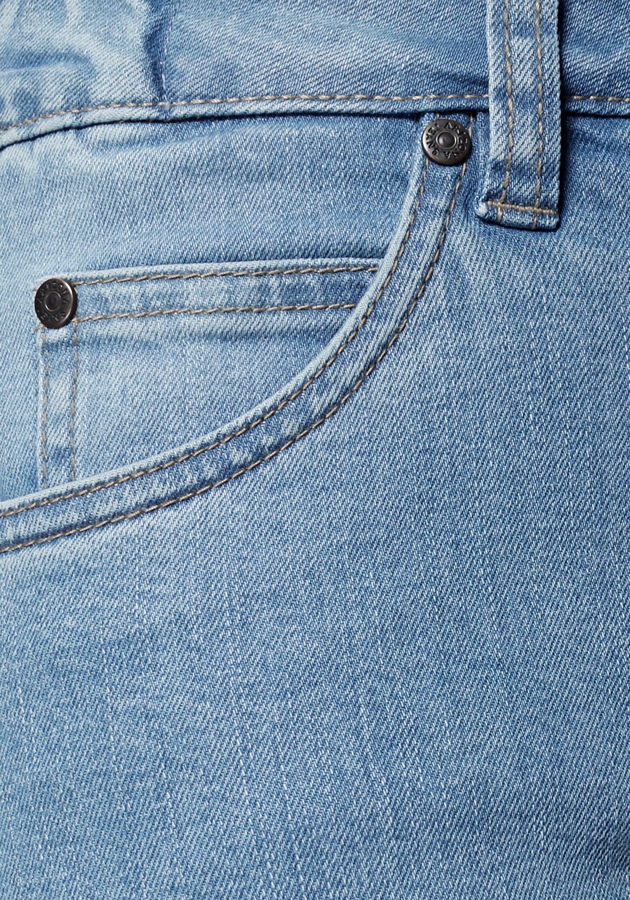 Arizona Bootcut-Jeans mit Gummizugeinsatz High seitlichem bleached Bund Waist