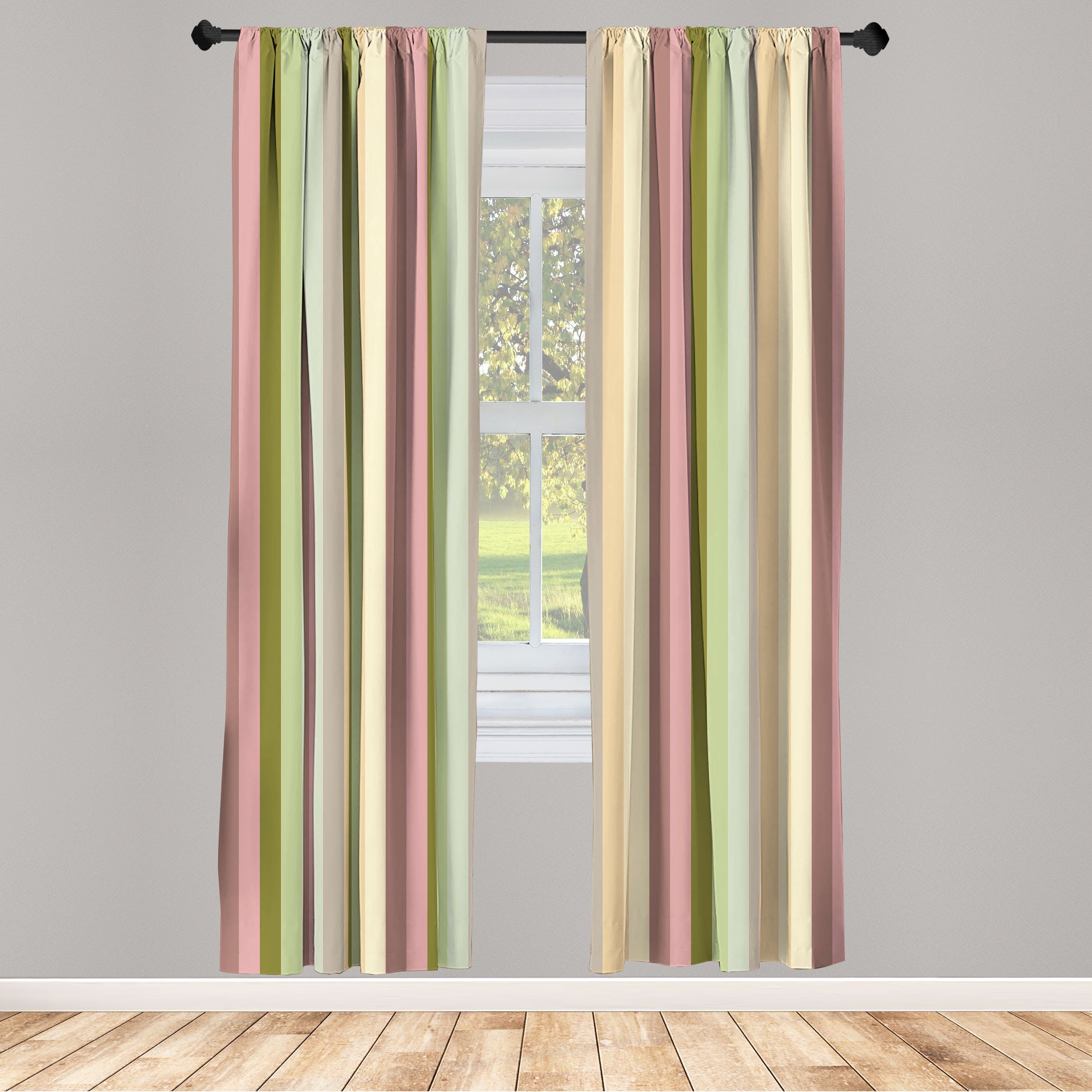 Gardine Vorhang für Wohnzimmer Schlafzimmer Dekor, Abakuhaus, Microfaser, Streifen Pastellfarbig Bands