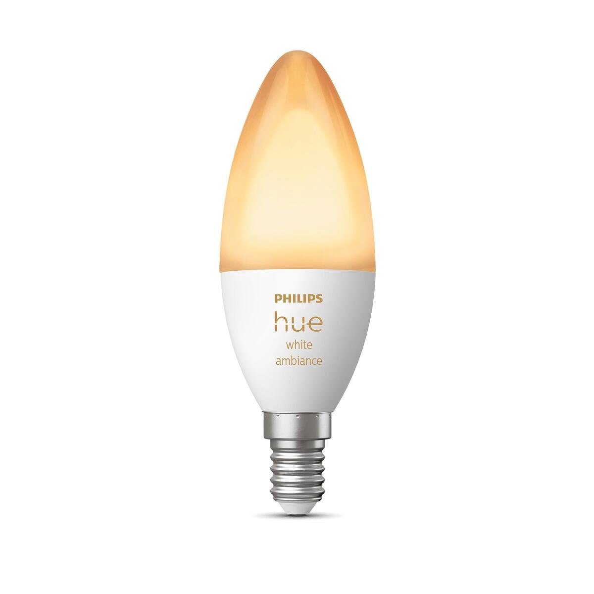 Philips Hue LED-Leuchtmittel E14 LED Leuchtmittel Kerze 470lm, E14, Warmweiß