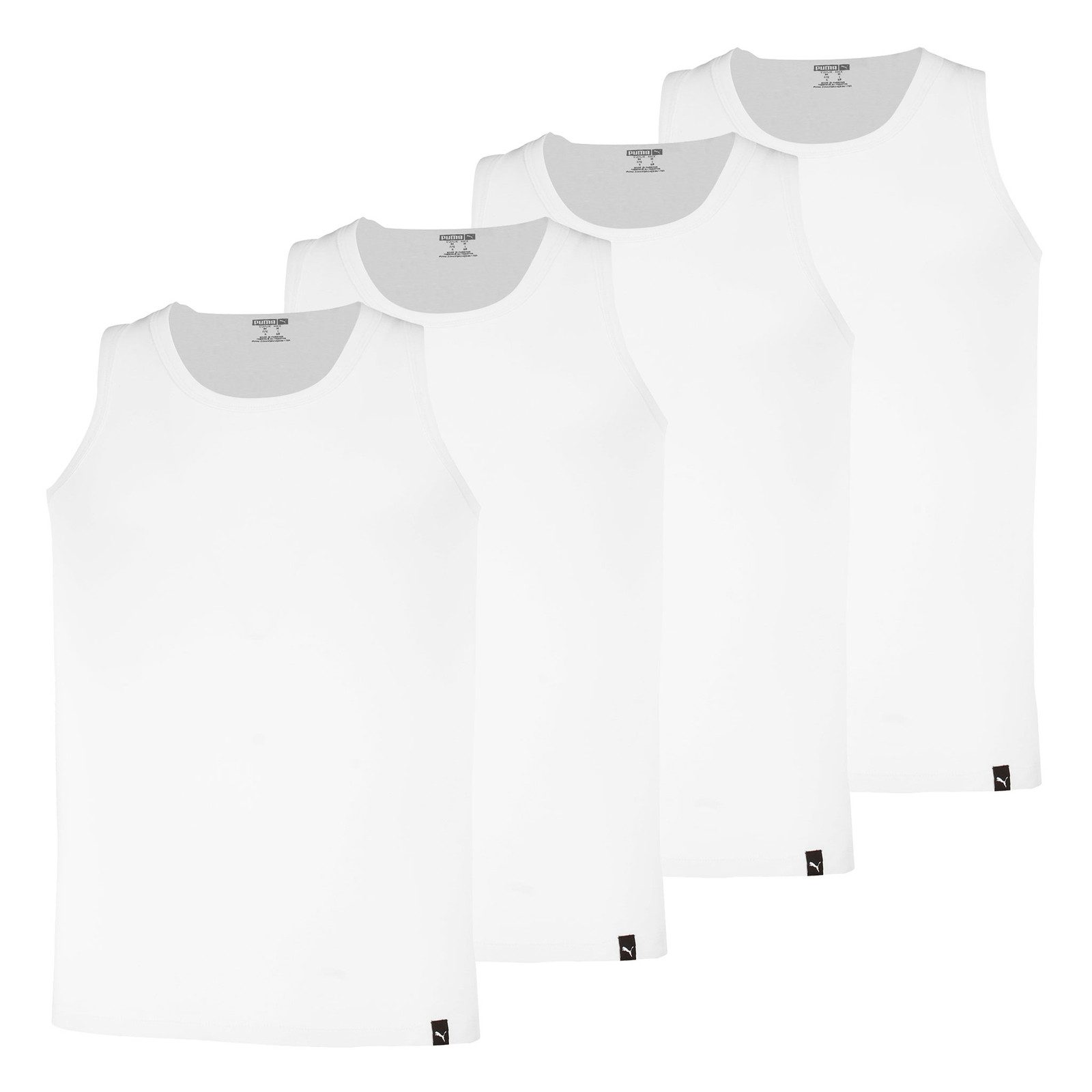 PUMA Unterhemd Tank Tops Pure Cotton Regular Fit (4-St) mit Feinripp-Struktur