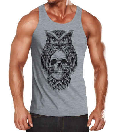 Neverless Tanktop Herren Tank-Top Eule Totenkopf Owl Skull Schädel Muskelshirt Muscle Shirt Neverless® mit Print