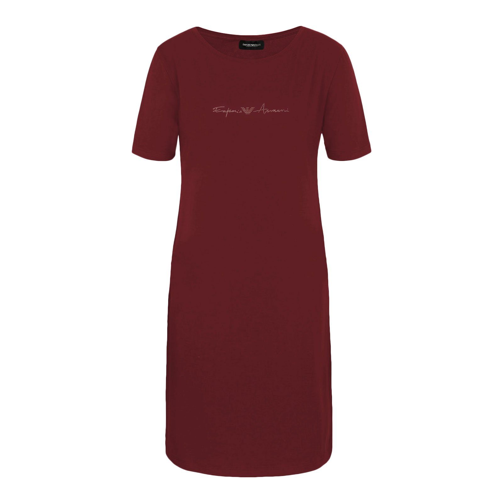 Emporio Armani Nachthemd Night Dress Loungewear mit glamourösen Markenschriftzug 05573 granat