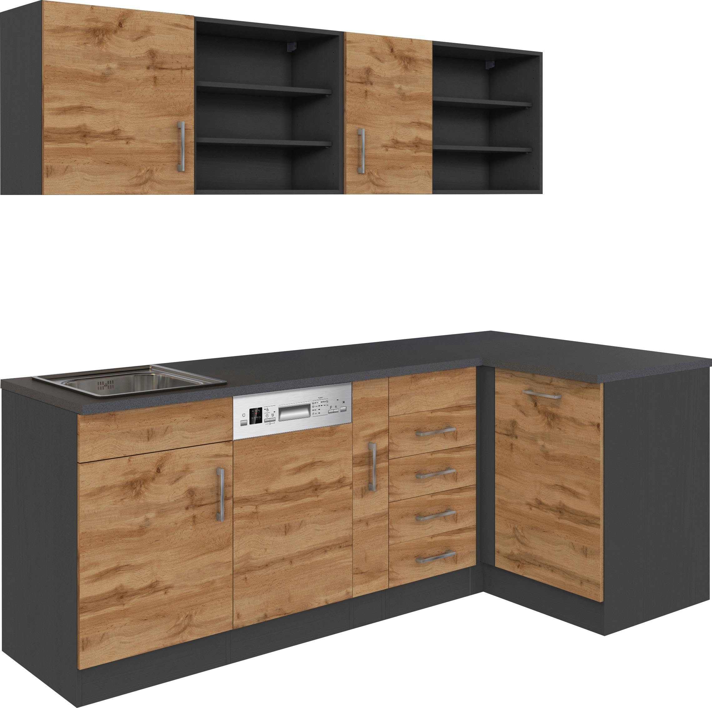 KOCHSTATION Küche KS-Mali, Stellbreite 210/110 cm, mit E-Geräten