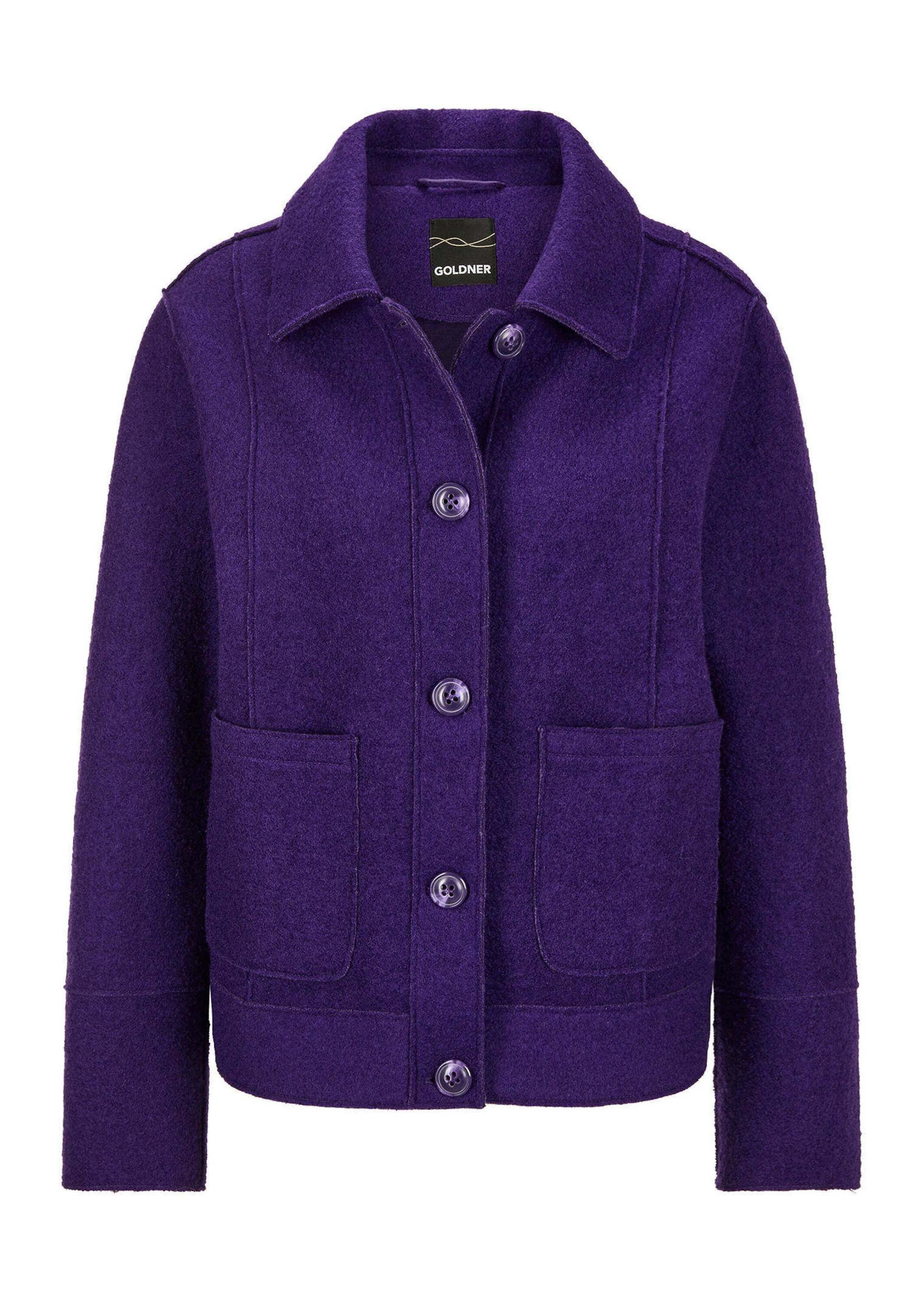Outdoorjacke Kurzgröße: Elegante Wolljacke mit Hemdkragen