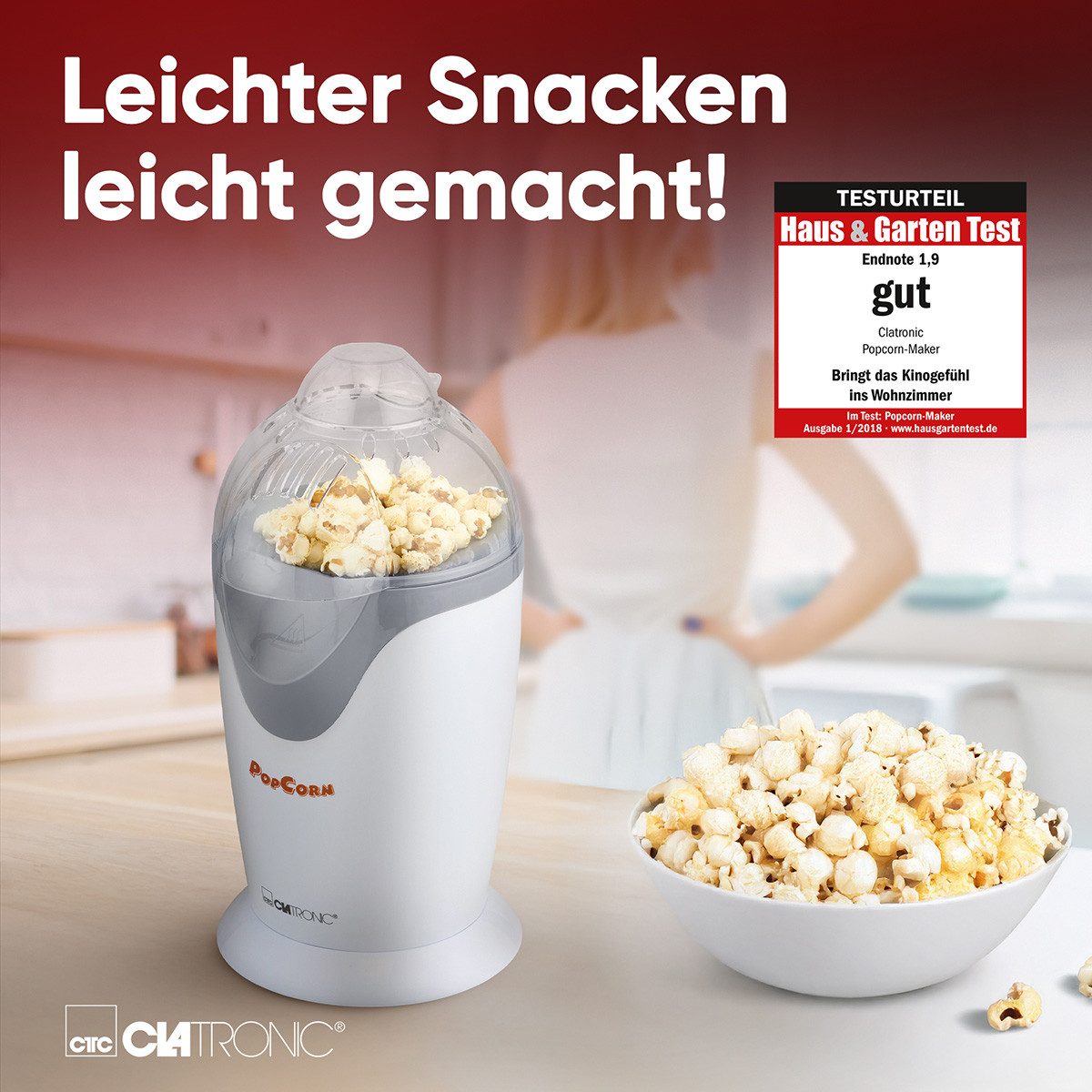 CLATRONIC Popcornmaschine PM 3635, Popcornmaschine, schnelle Zubereitung