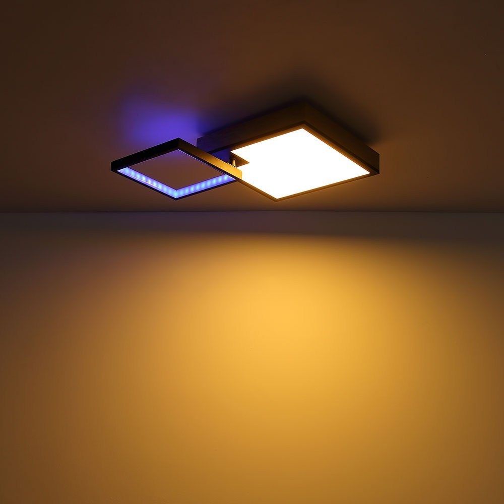 LED fest Blau, und Farbwechsler LED-Leuchtmittel mit Warmweiß, Deckenleuchte, Holzleuchte Rot, Fernbedienung Deckenlampe Grün, Neutralweiß, Globo Tageslichtweiß, Kaltweiß, verbaut, Farbwechsel, LED