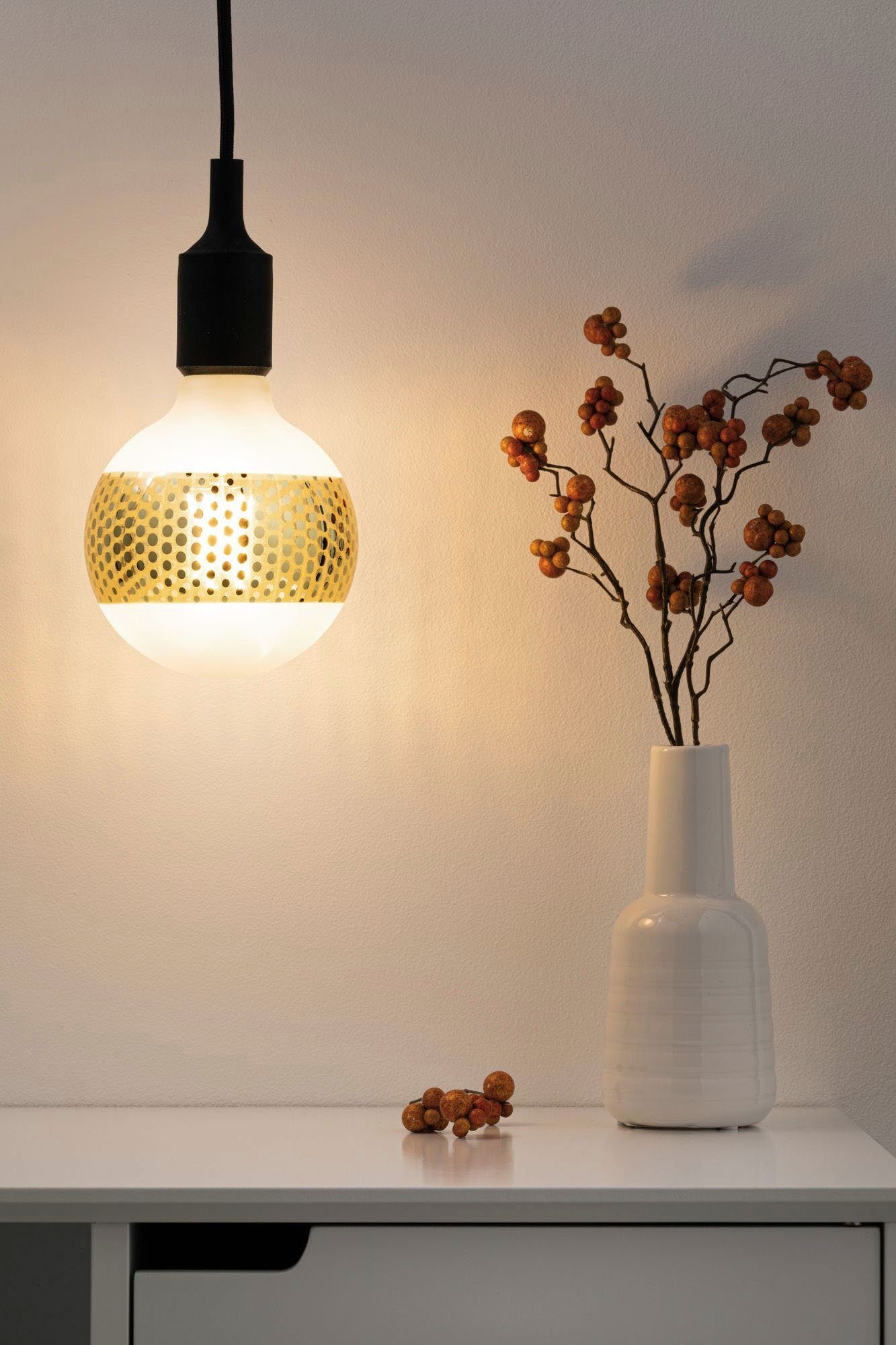 Paulmann LED-Leuchtmittel Globe goldfarben 1 Warmweiß Ringspiegel gepunktet, 125mm E27, St