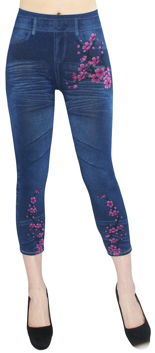 dy_mode 7/8-Jeggings Damen 7/8 Leggings Jeans Optik Capri Jeggings Sommer Jeggins mit elastischem Bund