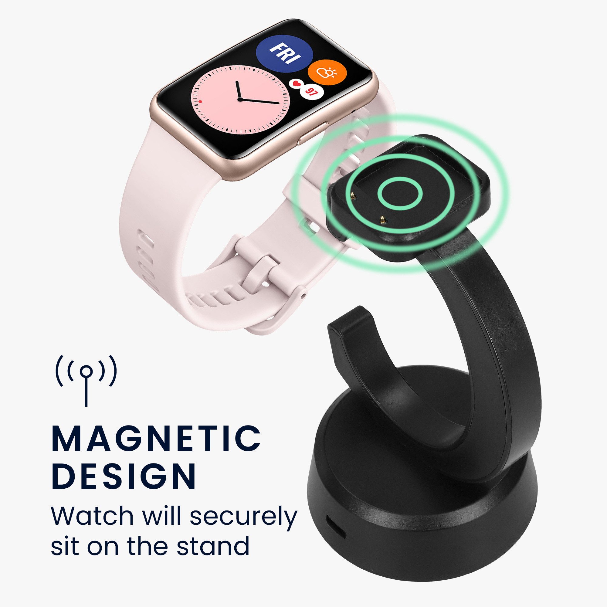kwmobile USB Ladegerät für Huawei Watch Fit / Band 9 / Band 8 / Band 7 / Band 6 Smartphone-Ladegerät (1-tlg., Smart Watch Ladestation - Ladekabel mit Standfunktion)