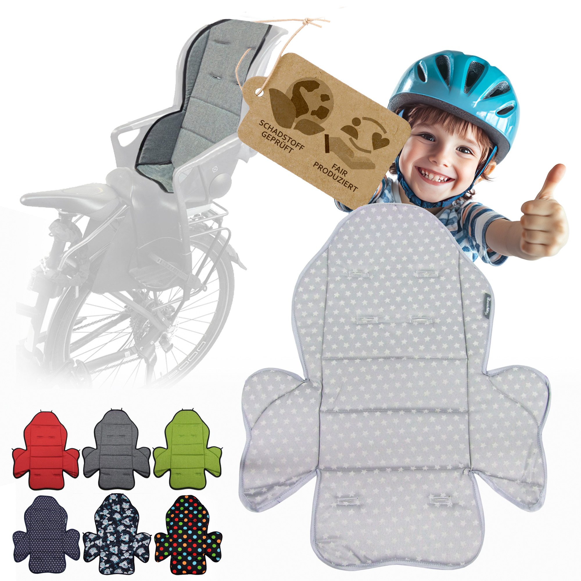 BambiniWelt by Rafael K. Fahrradkindersitz Ersatzbezug Sitzkissen für Fahrradsitz kompatibel mit Römer Jockey M2, ab: 9 Monaten, bis: 5 Jahre