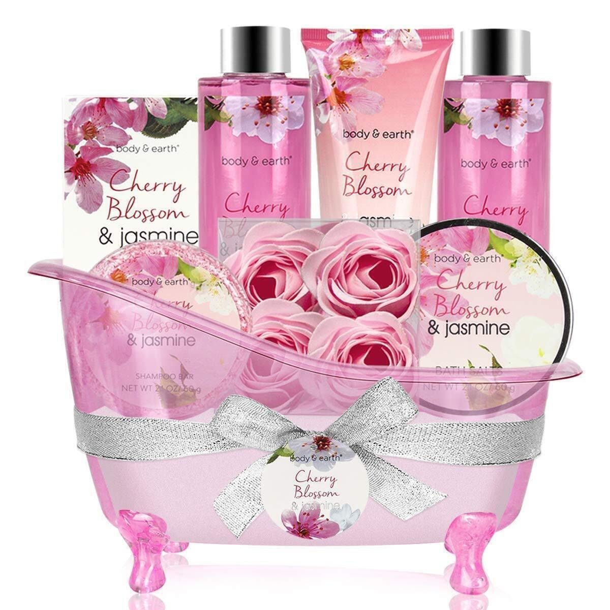 BODY & EARTH Pflege-Geschenkset Pflege-Geschenkset Wellness Set für Frauen Spa Badgeschenk, 8-tlg, 8-tlg., Natürlichem Ätherischen Öl Körperpflege Stressabbau Entspannung