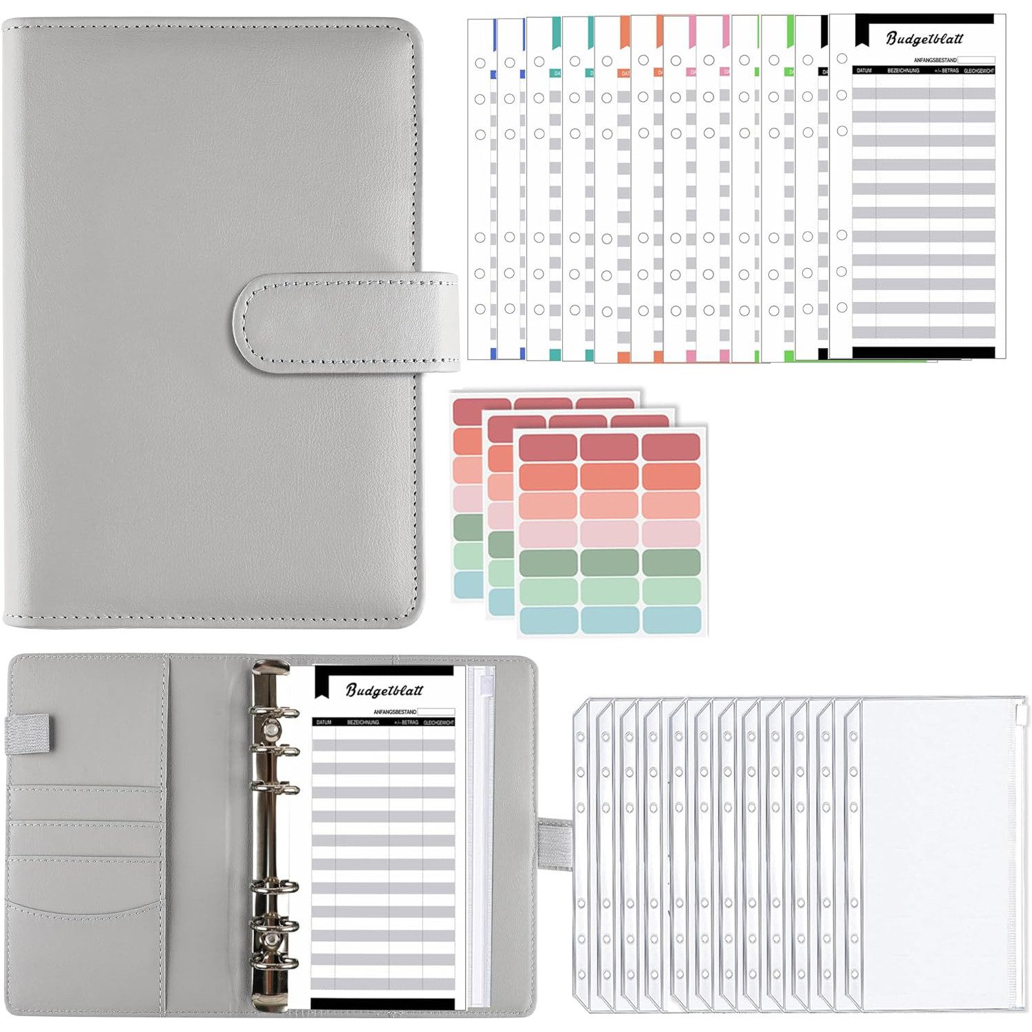 Ringbuchmappe Haushaltsbuch Budgetplaner Budget Binder Grau