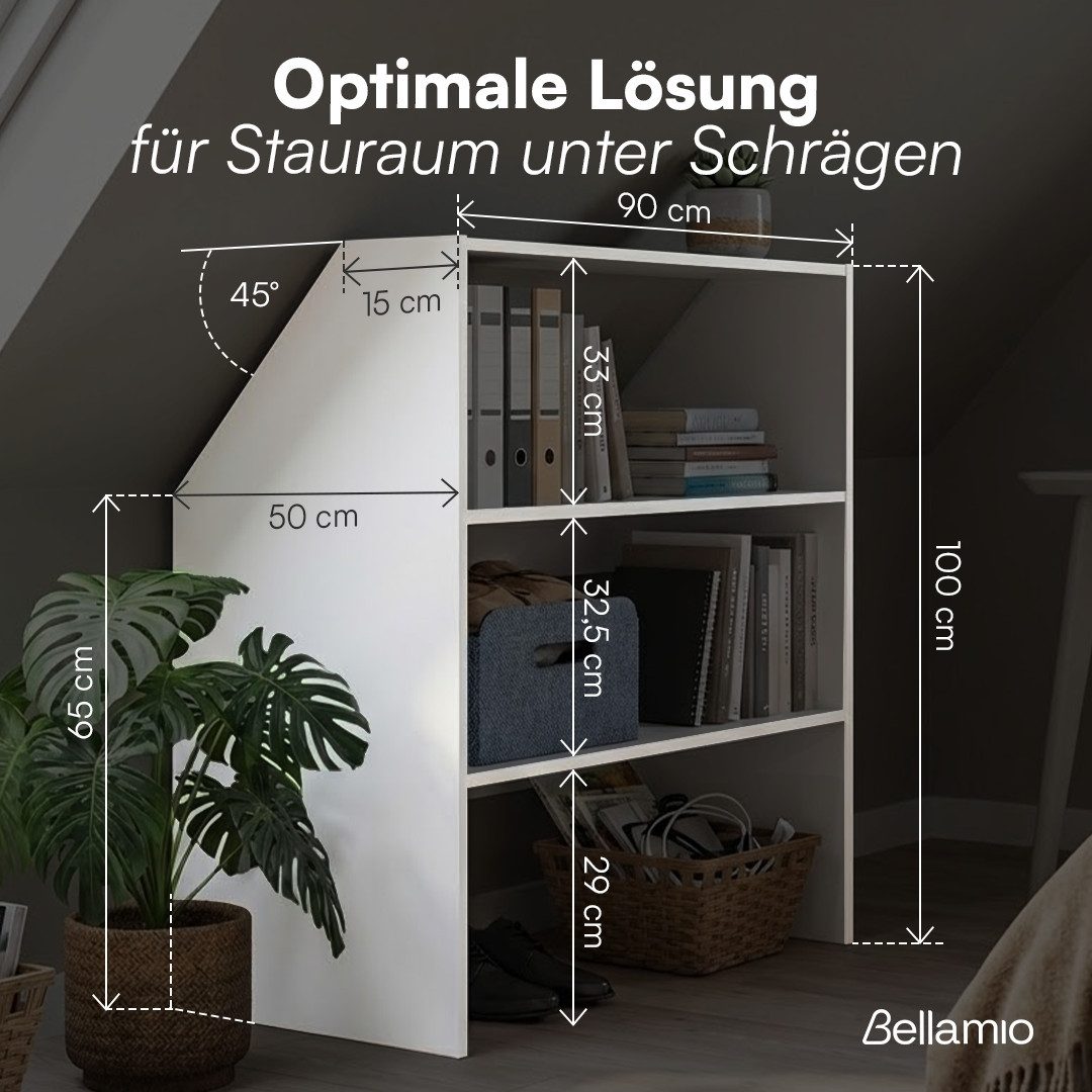 Bellamio Regal Aland Dachschrägenregal mit 45°-Winkel, Regal für Dachschrägen, Weiß, 90 cm breit, verfügbar mit & ohne Türen – Bild 5 von 5