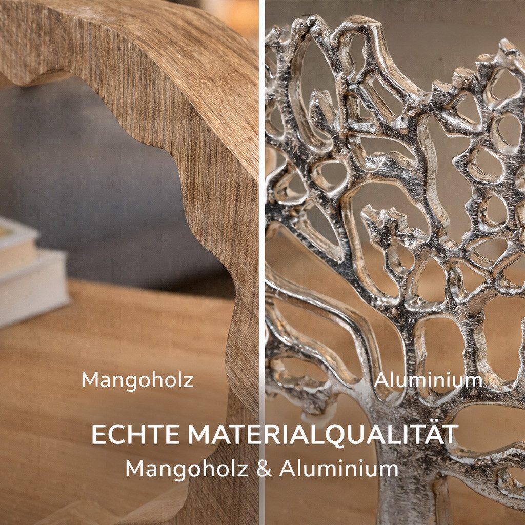 formano Dekofigur Lebensbaum Deko Mangoholz Aluminium Baum des Lebens Aufsteller 30cm