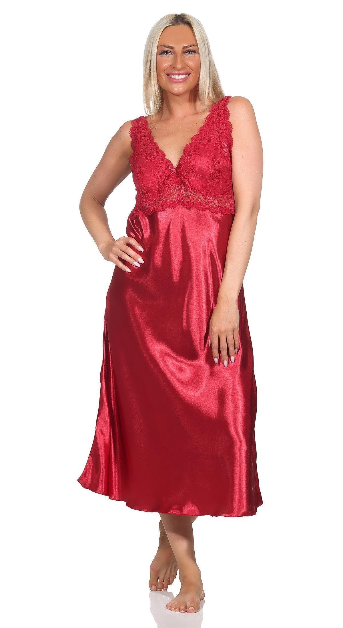 EloModa Negligé Damen Negligé Satin Nachtkleid Reizwäsche mit Spitze; S M L XL 2XL (1-tlg)