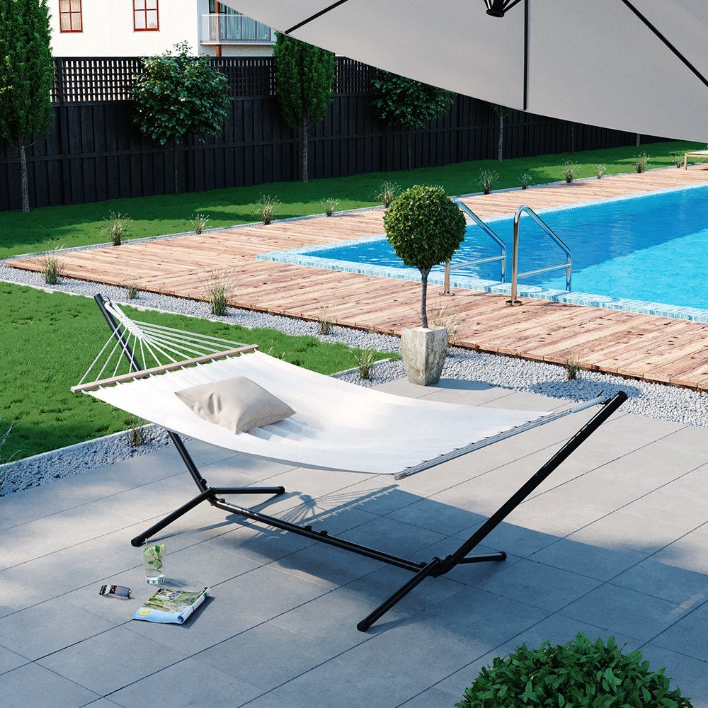 OK-Living Hängematte, Weiß, 190 x 120 cm Metallgestell