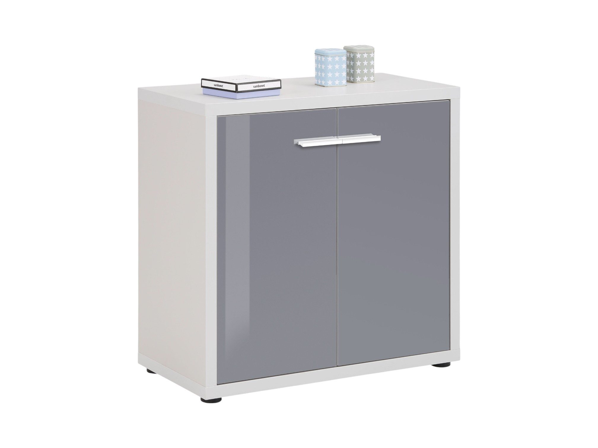 Maja Möbel Kommode 1680 SET+ (Korpus platingrau - Front Grauglas)