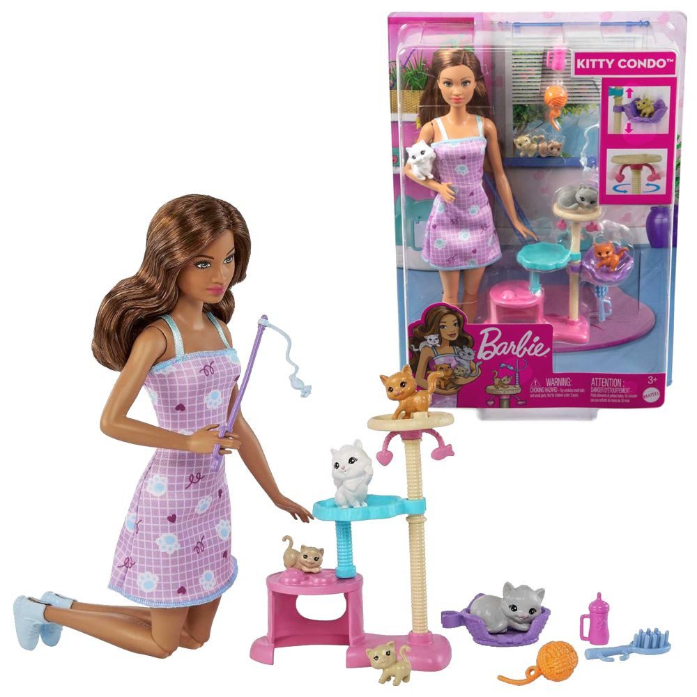 Barbie Anziehpuppe Kitty Condo Spiel-Set Barbie HHB70 Puppe mit Katzen Matt günstig online kaufen