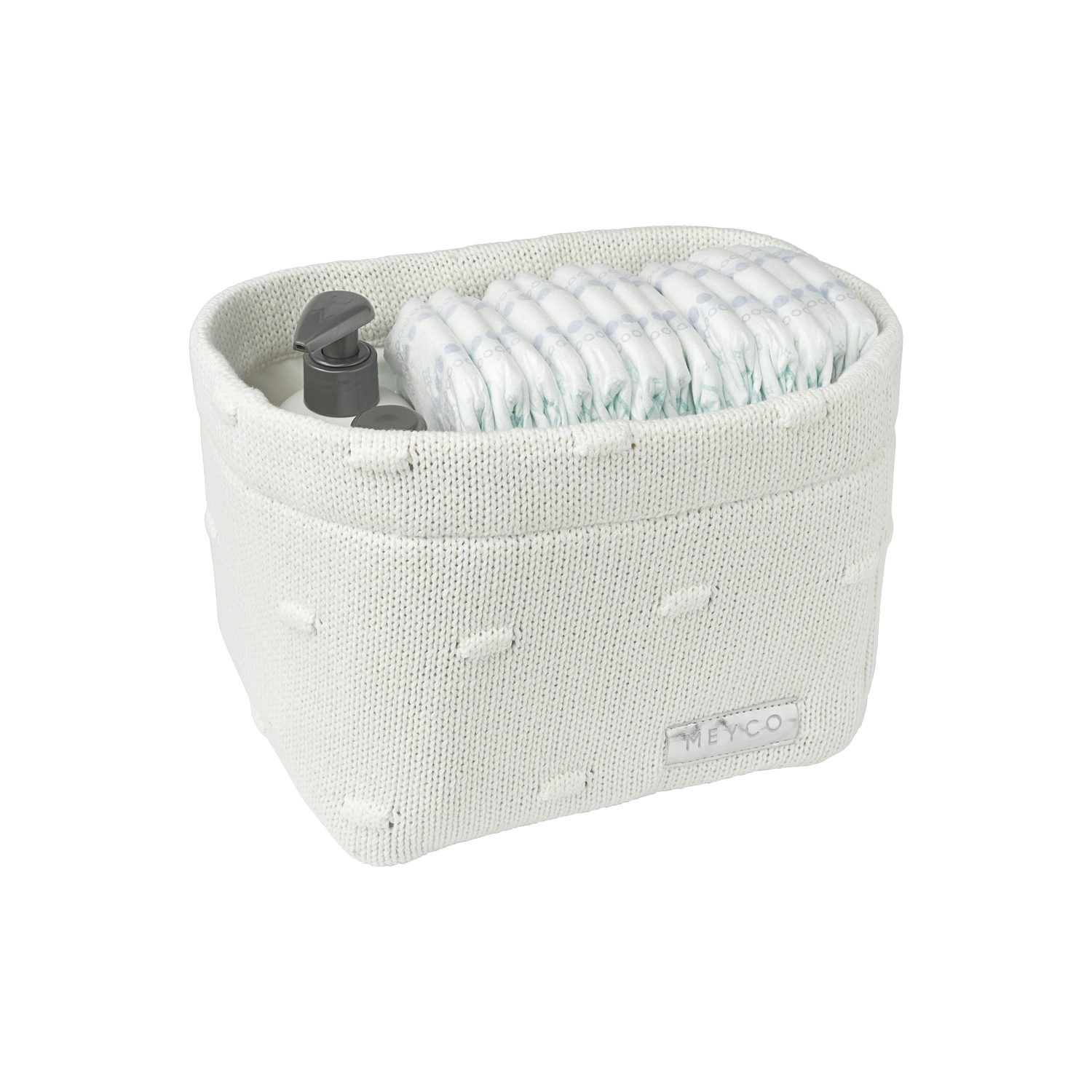 Meyco Baby Dekokorb Knots Offwhite (100% Baumwolle, 1 St), Abwischbar