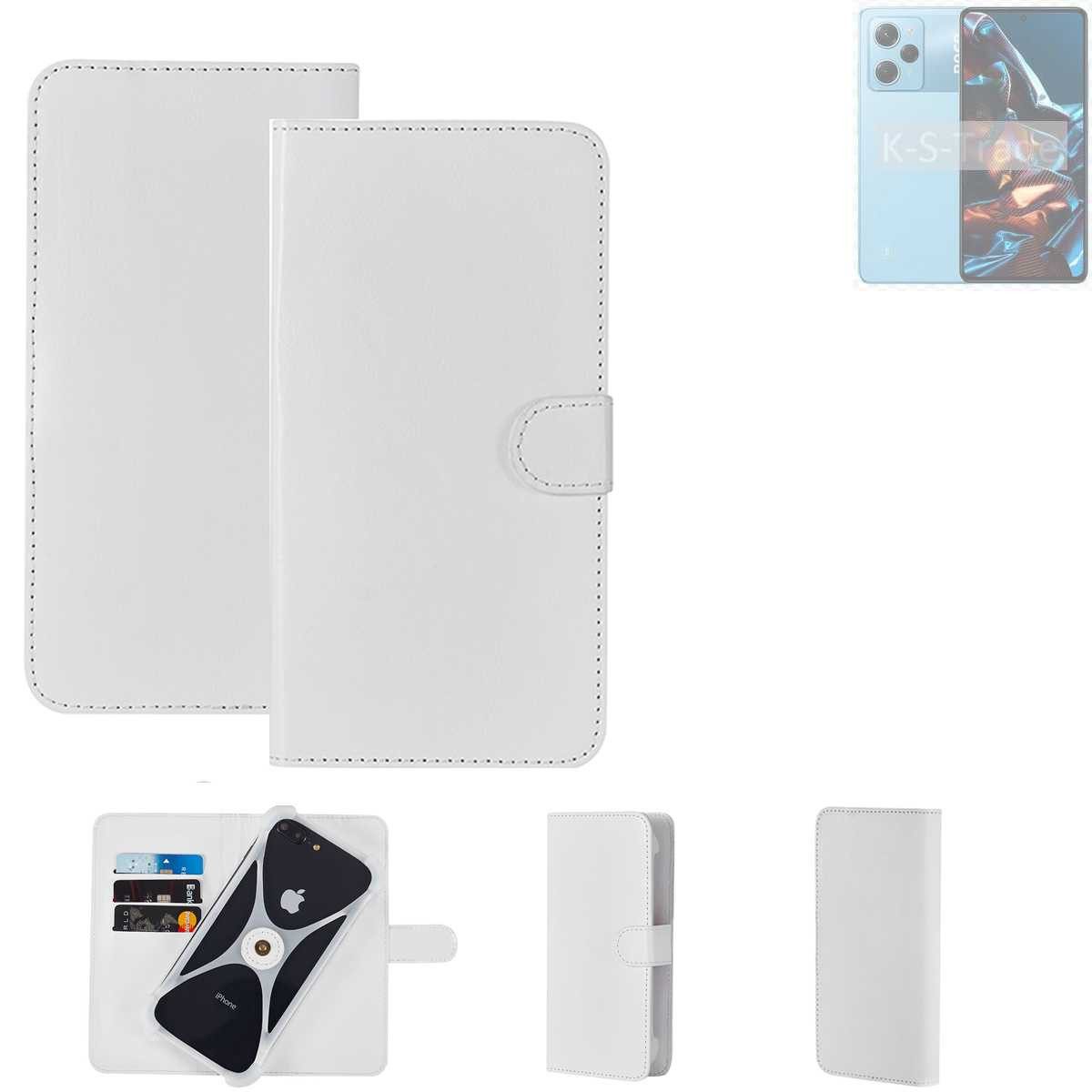 K-S-Trade Handyhülle für POCO X5 Pro 5G, Handy Hülle Schutz Hülle Cover Case Bookstyle Bumper weiß 1x