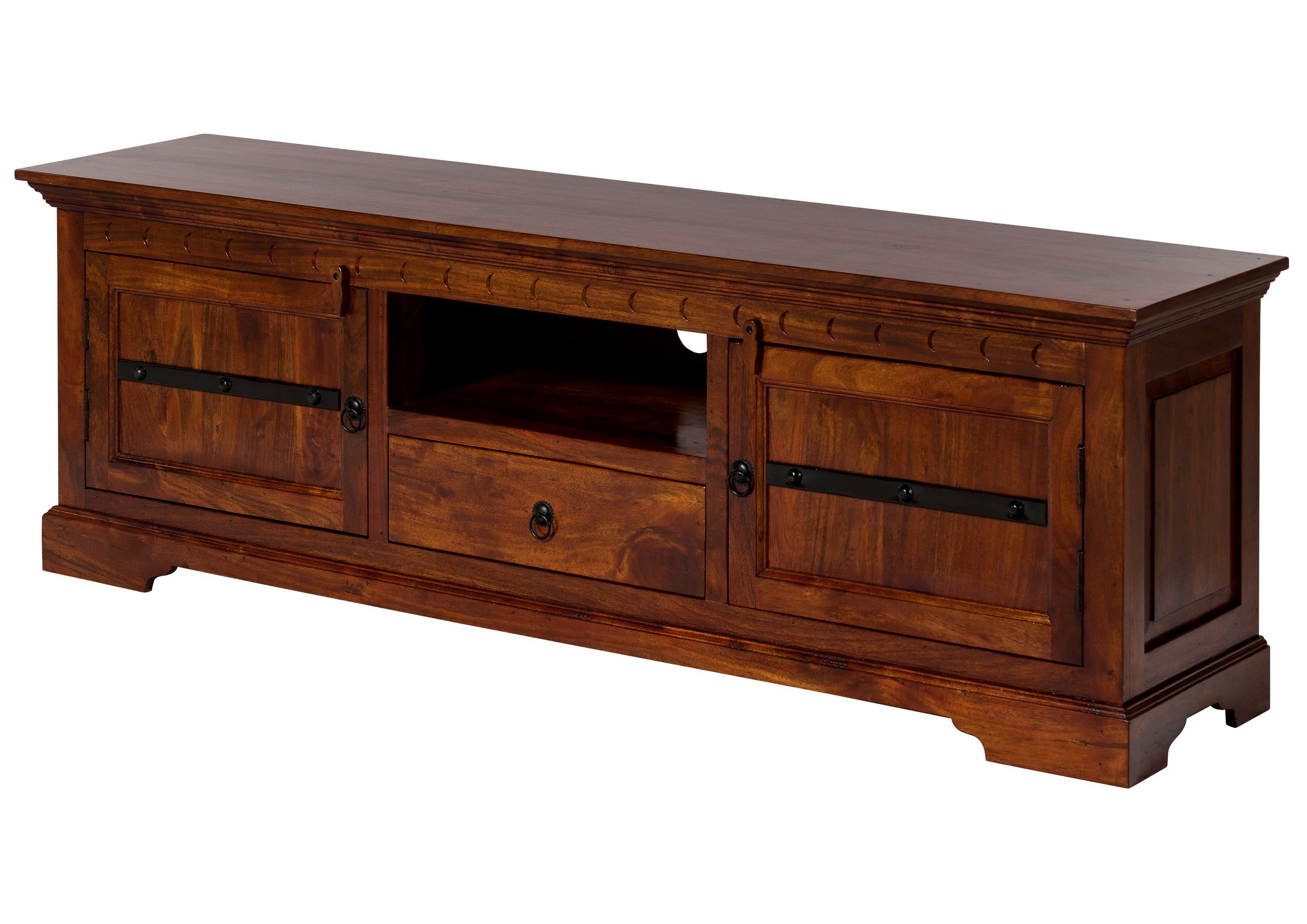 Massivmoebel24 TV-Board OXFORD Akazie Massivholz dunkelbraun (Massivholz montiert 45 kg OXFORD #324), Akazie 170x40x55 cm (BxTxH) dunkelbraun lackiert