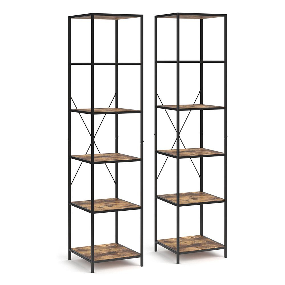 Vicco Raumteilerregal Fyrk, Eiche rustikal/Schwarz, 40 x 174 cm 2er Set günstig online kaufen