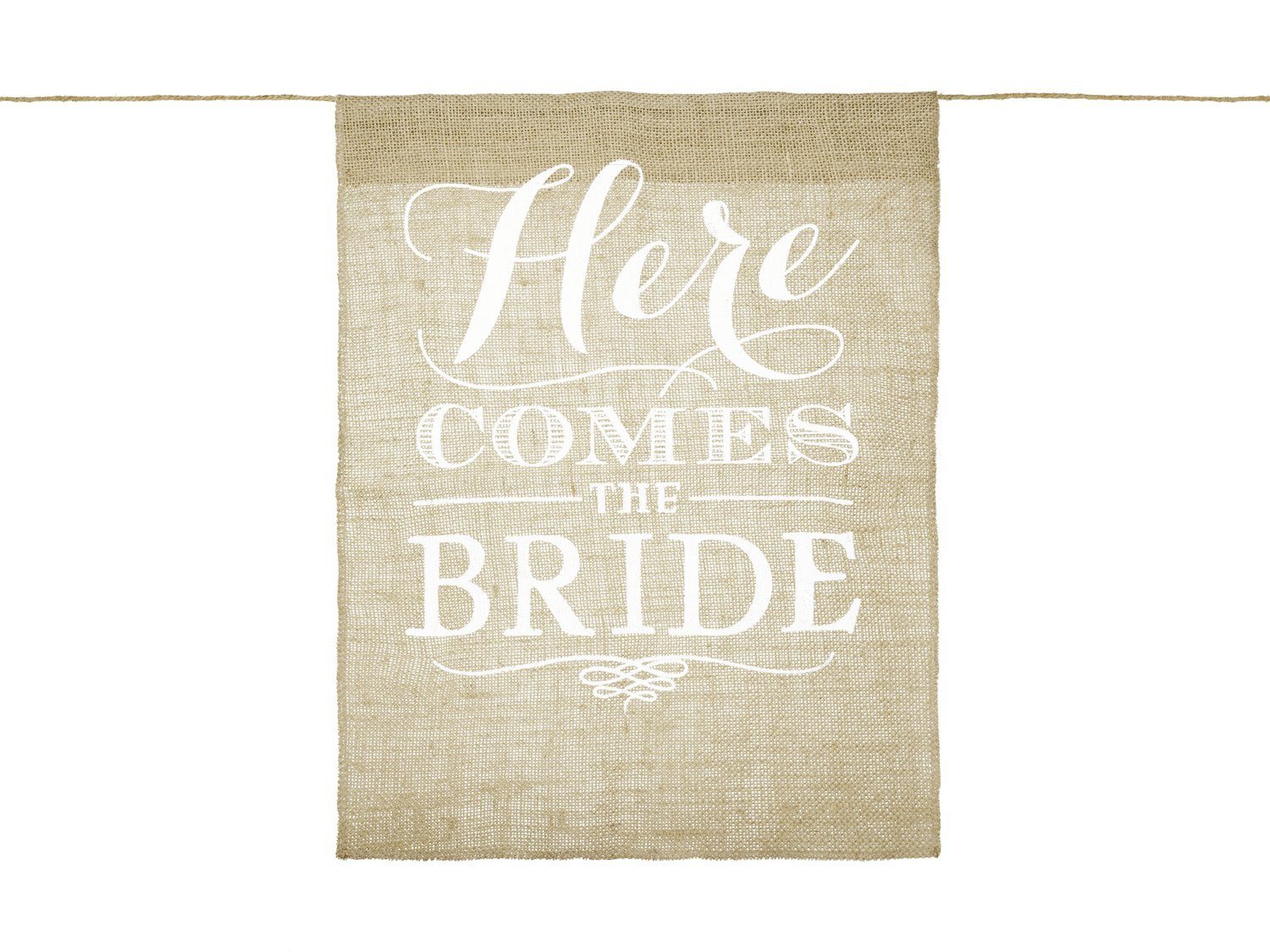 partydeco Hängedekoration, Banner Hochzeit / Here comes the Bride 51x41cm Jute