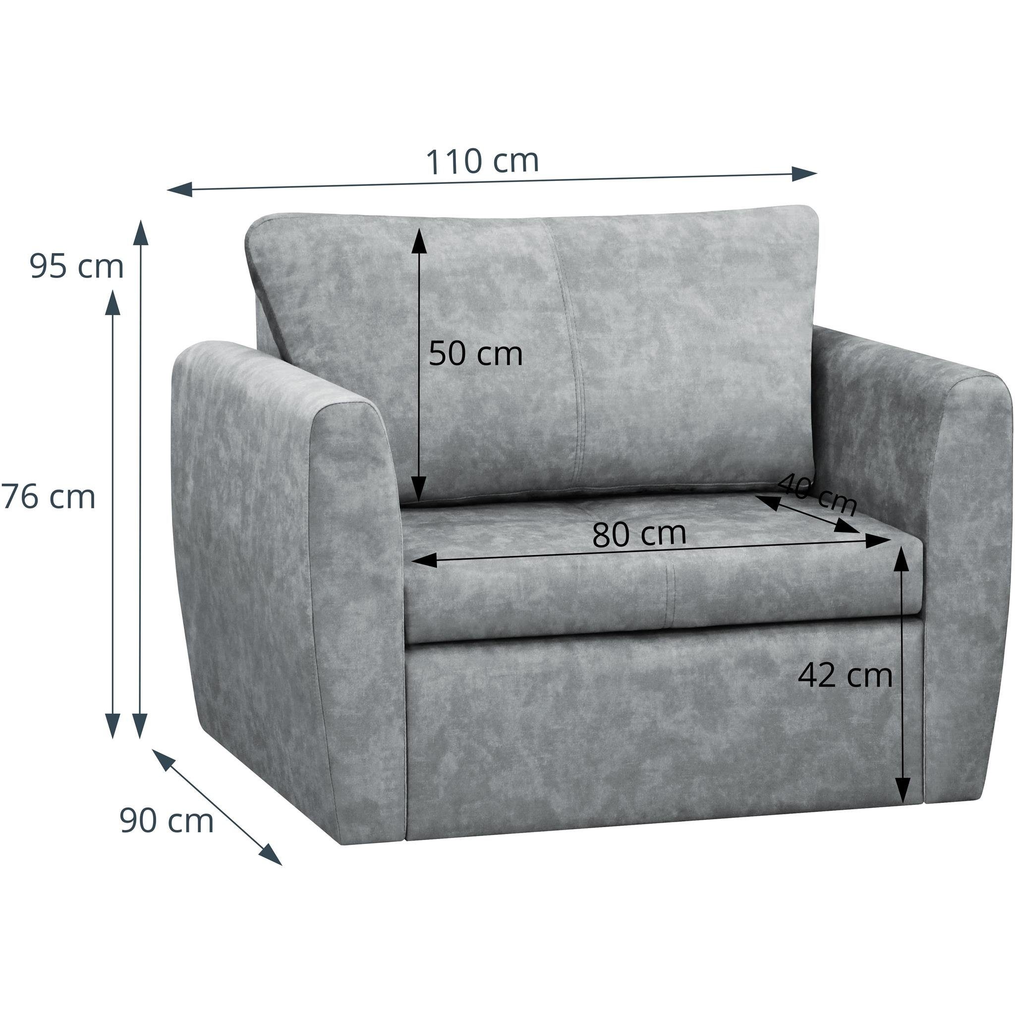 Schlafsessel, Schlaffunktion, (1-Sitzer Polstersessel Wohnzimmer), Sofa Relaxsessel Grau Beautysofa Relaxsessel (terra Kamel für 88) Bettkasten,