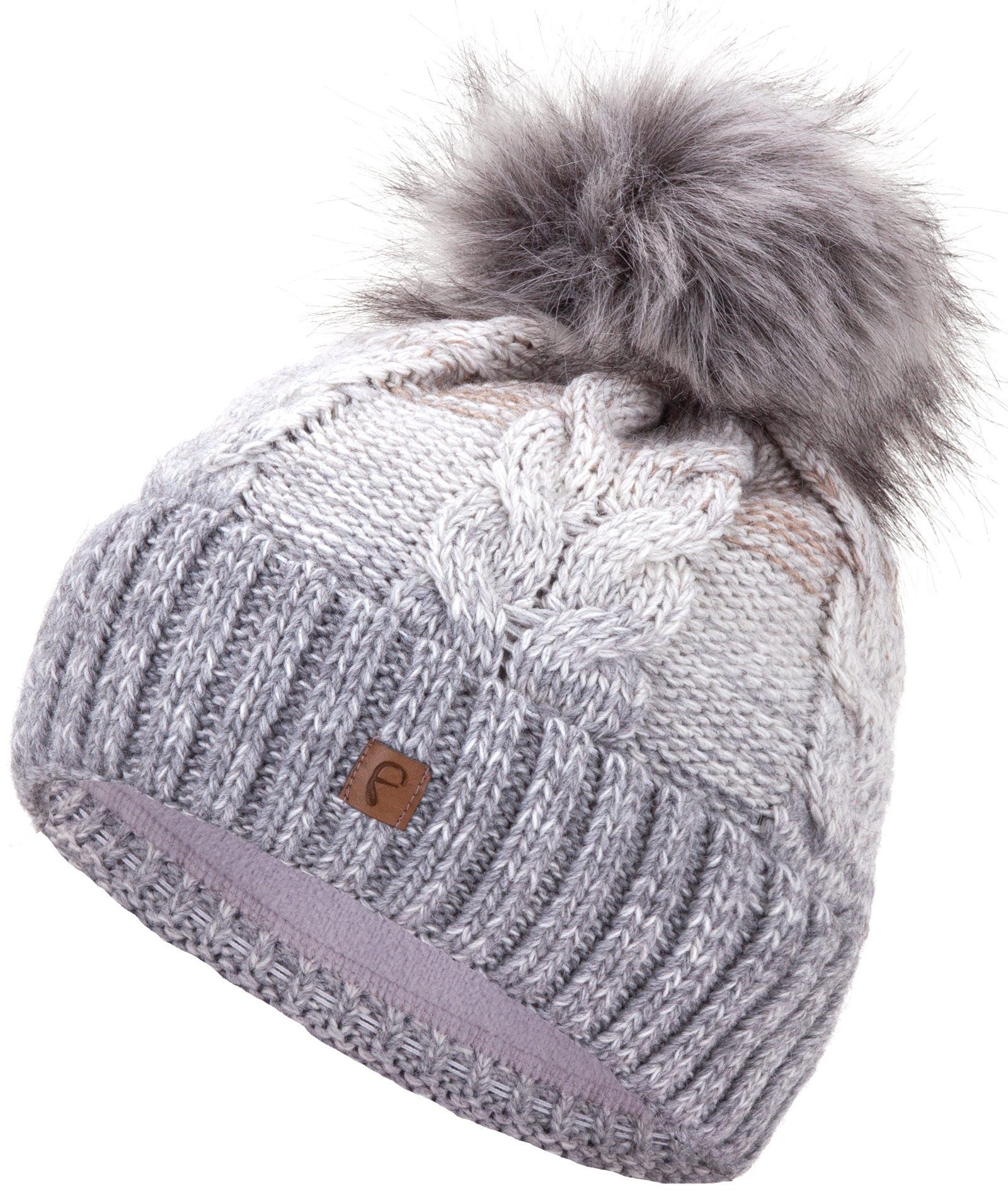 Faera Bommelmütze Wintermütze Damen Herren Mütze Beanie Haube gefüttert Bommelmütze