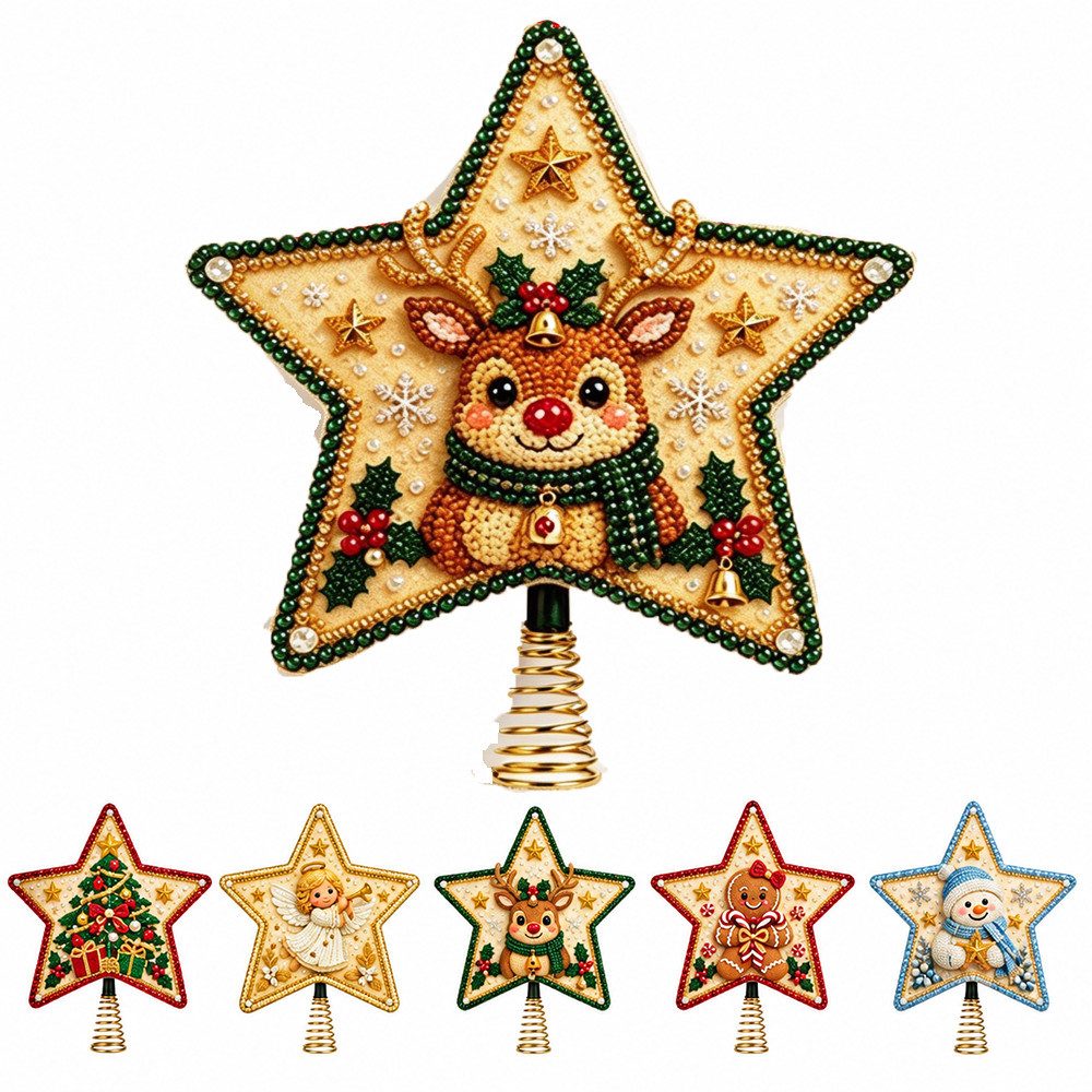 CLTYQ Kreativset DIY-Perlen-Diamantkunst-Weihnachtsbaumspitze,Weihnachtsanhänger, funkelndes Bastelset für Erwachsene und Anfänger, tischdekoration