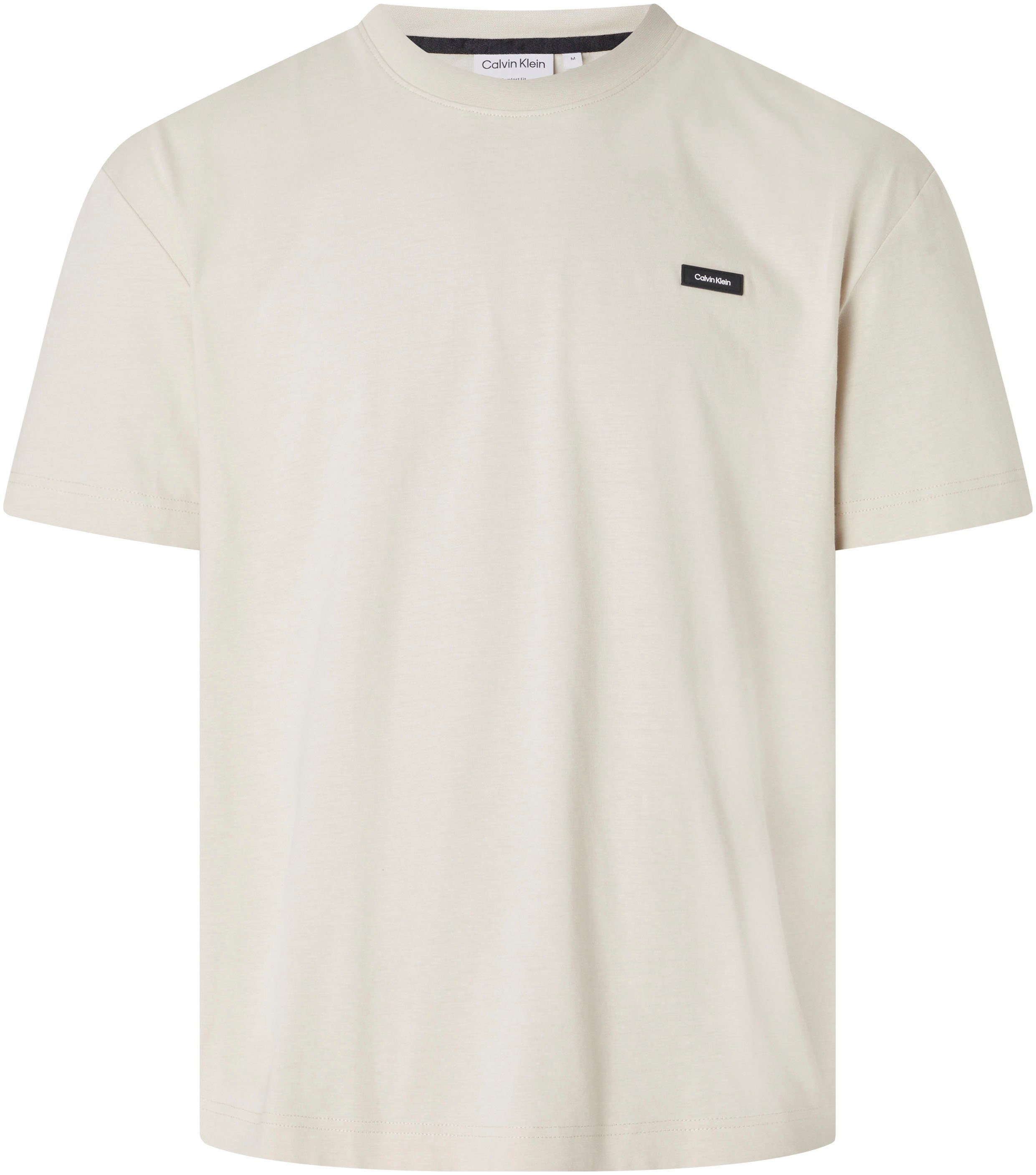 stony Logo Klein T-Shirt T-SHIRT mit COMFORT Calvin auf Brust beige Calvin FIT der COTTON Klein
