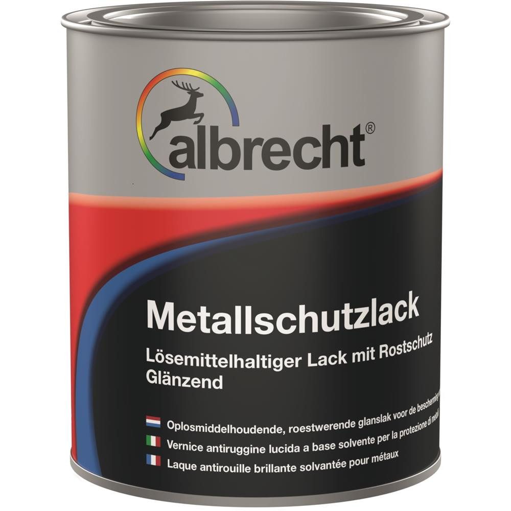 Lack Albrecht Metallschutzlack Metalllack 750ml silbergrau glänzend Rostschutz Lack Decklack, Rostschutzpigmente versiegeln den Rost