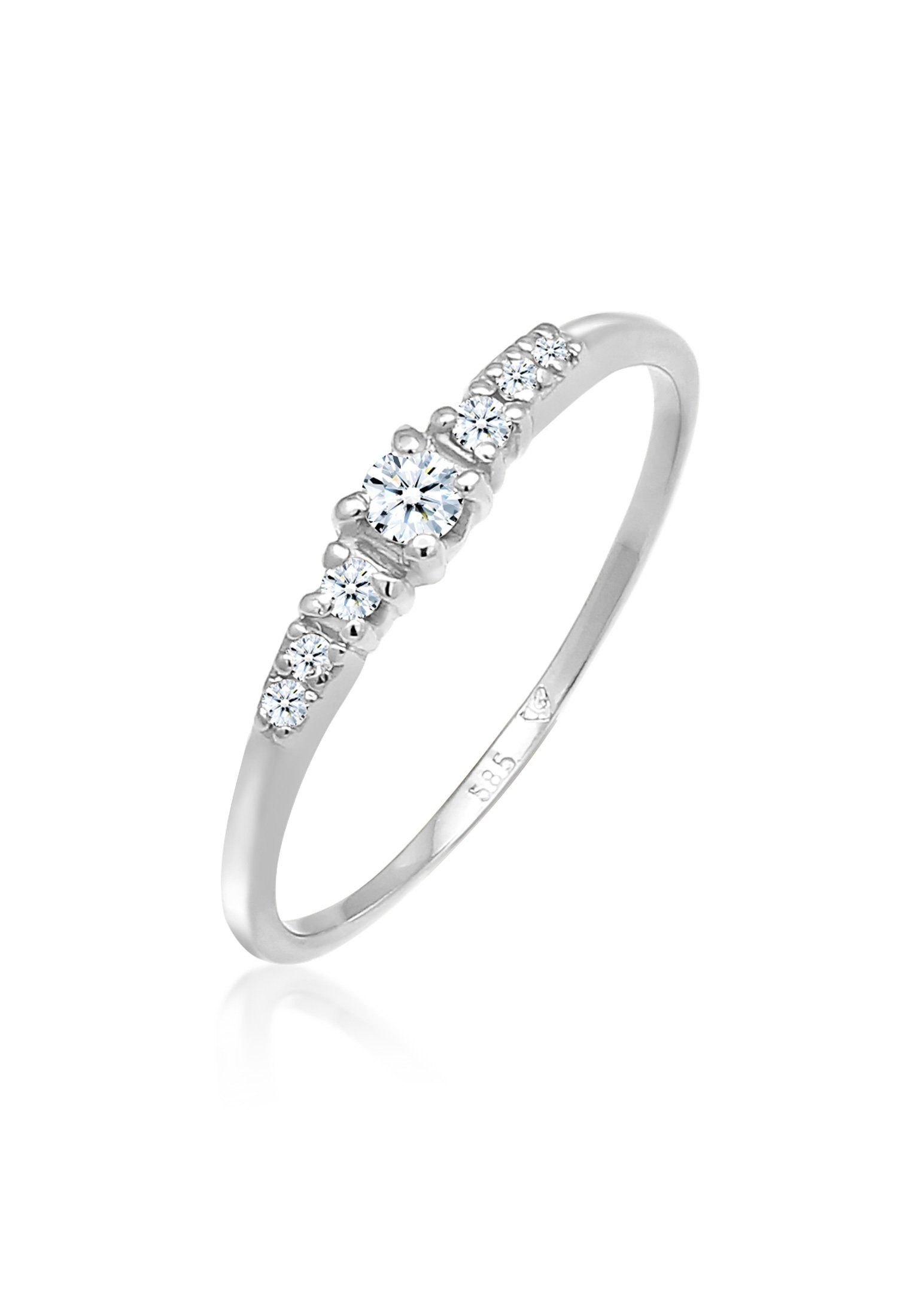 Elli DIAMONDS Verlobungsring Verlobung Diamanten (0.14 ct) 585 Gold