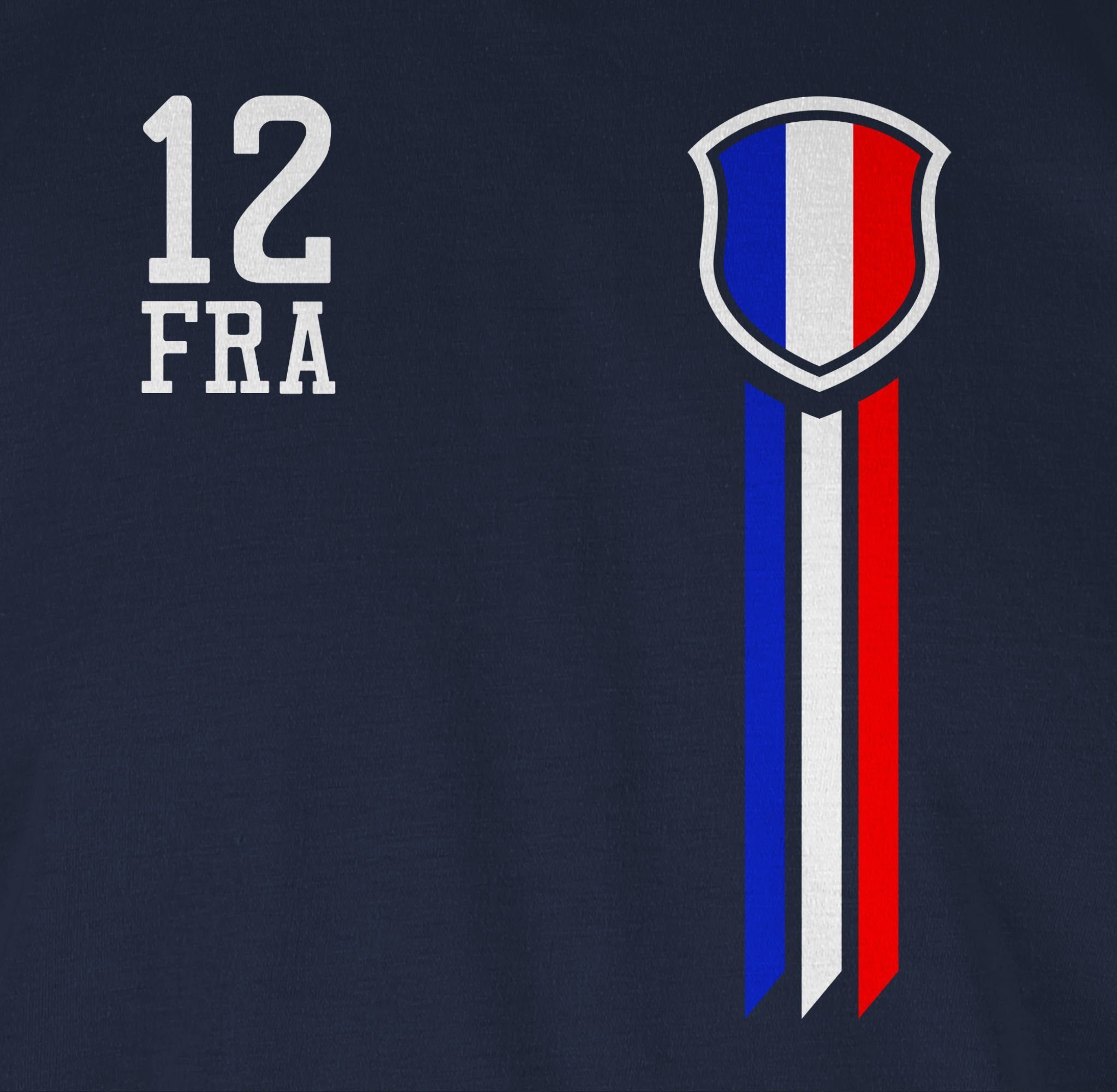 Shirtracer T-Shirt 12. Mann Frankreich Fanshirt 2024 Navy Blau Fussball 1 EM