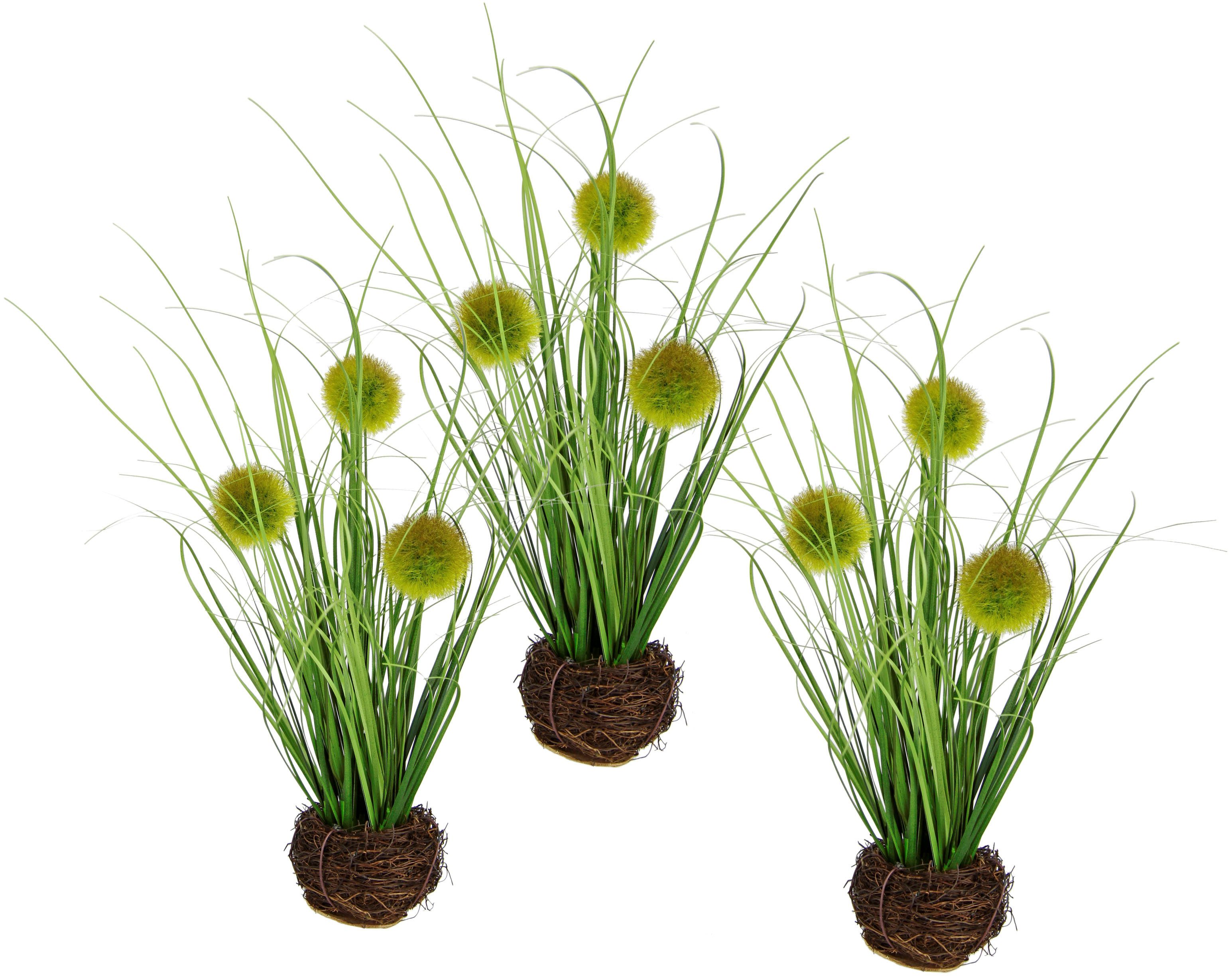 Kunstgras Künstliches Gras 'Knopfgras', I.GE.A., Höhe 26 cm, Im Reisig-Nest, 3er Set