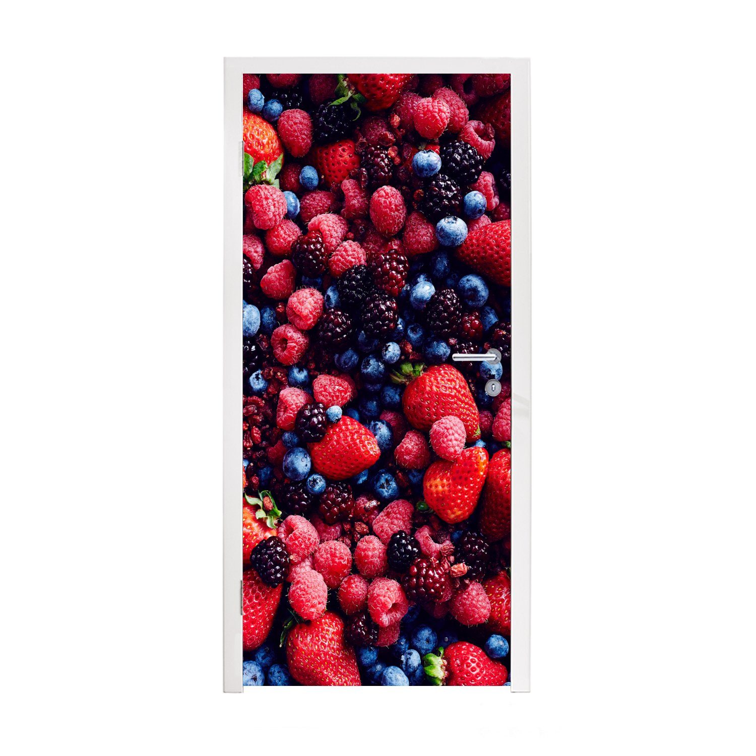 MuchoWow Türtapete Stilleben, St), Fototapete - 75x205 Matt, Erdbeeren für cm Heidelbeeren Türaufkleber, (1 bedruckt, Tür, 
