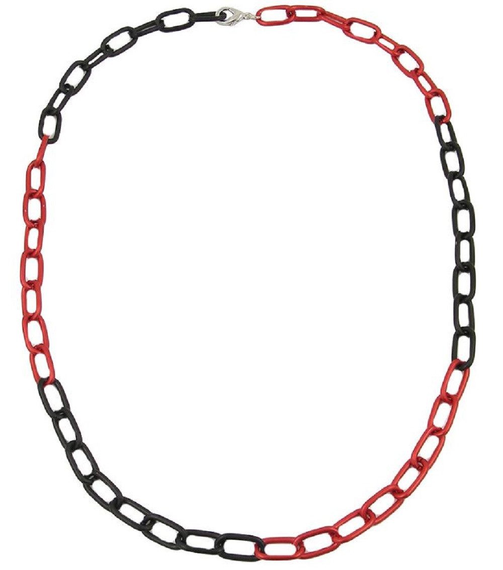 unbespielt Collier Kette Ankerkette weit 8 mm Rot-Schwarz Aluminium 60 cm, Modeschmuck für Damen
