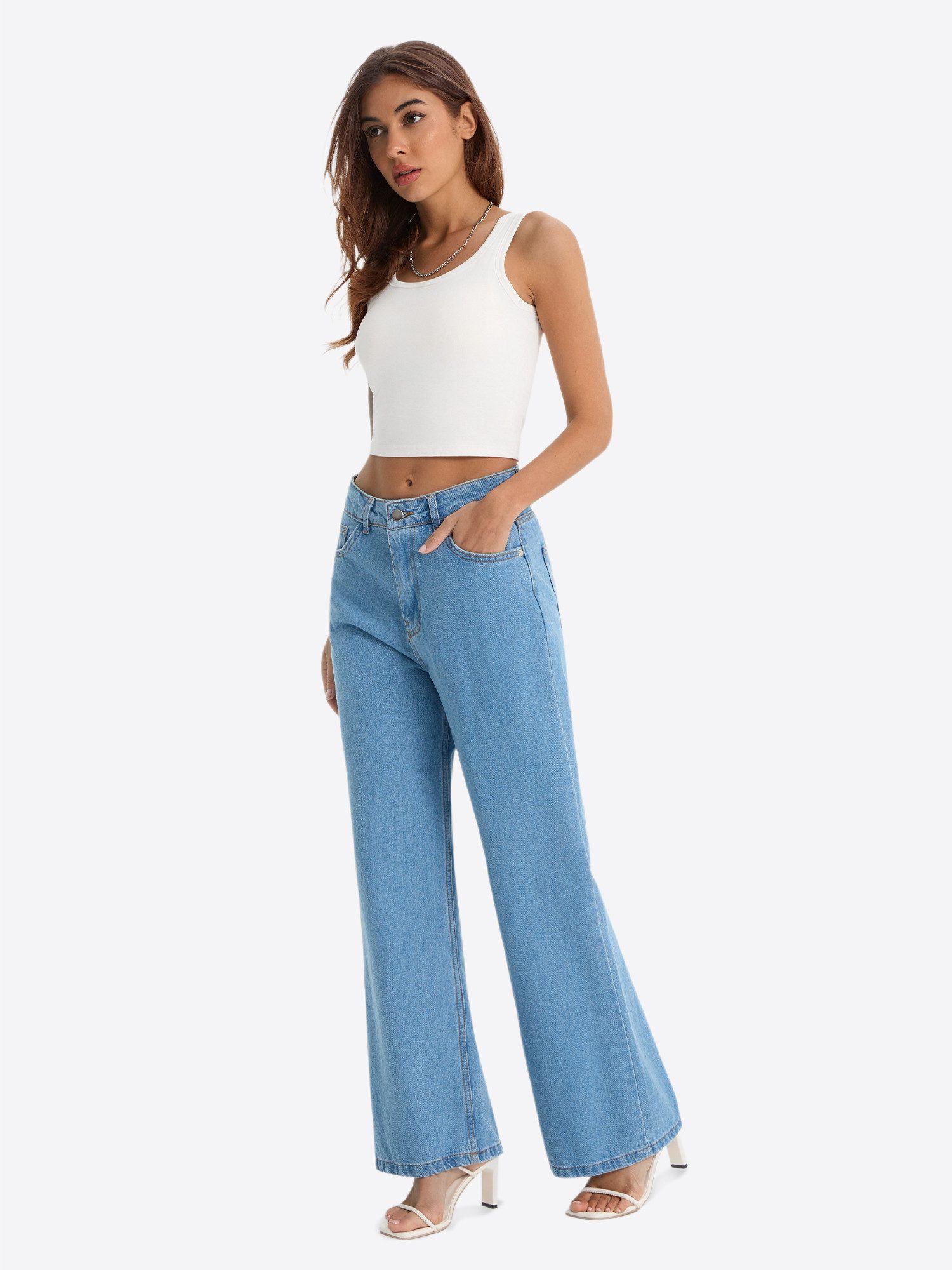 Imily Bela Gerade Jeans Damen Straight Fit Jeans im Five-Pocket Style (Packung, 1-tlg., 1per-Pack) mit Baumwolle