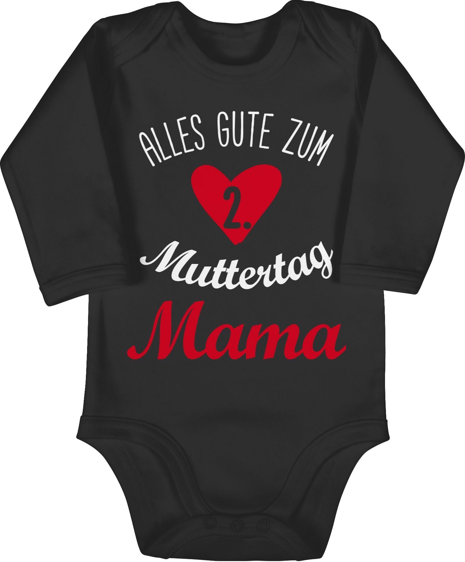 Shirtracer Shirtbody 2. Muttertag I Alles gute zum zweiten Muttertag (1-tlg) Muttertagsgeschenk 1 Schwarz