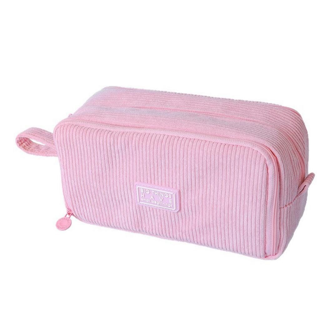 Agger Federmäppchen aus Cord-Stoff Federtaschen Mäppchen mit 3 Fächer Schulmäppchen Große