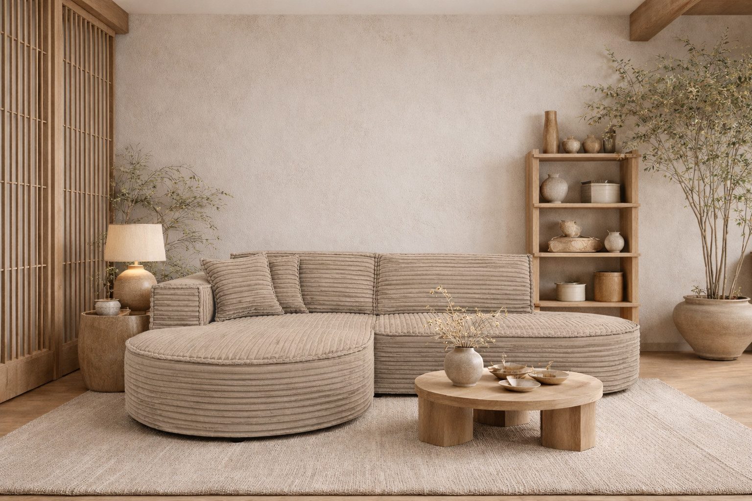 Kaiser Möbel Ecksofa L-Form für Wohnzimmer, Cordstoff Velo, MODENA STUDIO, Einzelsofa