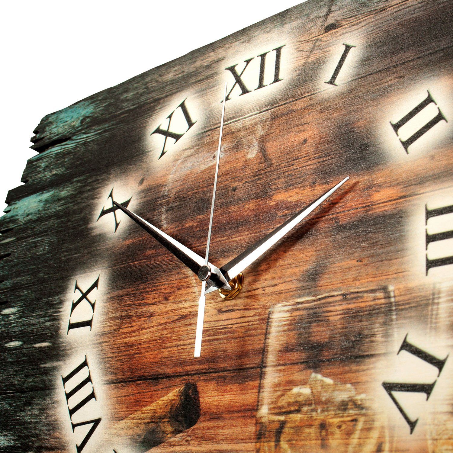 Kreative Feder Funkwanduhr Design-Wanduhr „Whisky & Zigarre“ aus Holz (ohne Ticken; flüsterleises Uhrwerk; außergewöhnlich, modern)