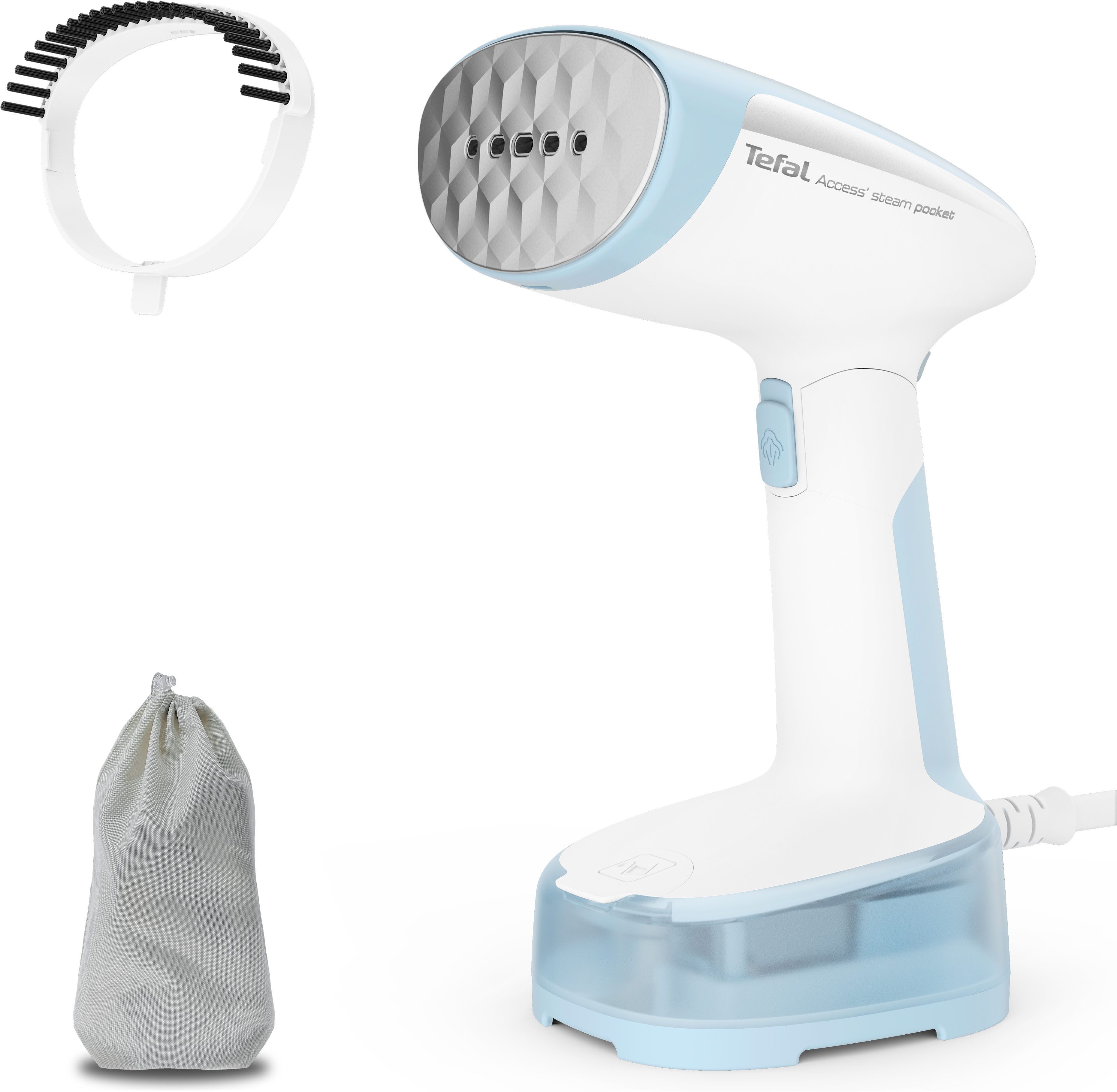 Tefal Dampfbürste Access'Steam Pocket, 1300 W, abklappbarer Bügelkopf, ultra leicht, 1300 W, 20 g/min Dampfabgabe
