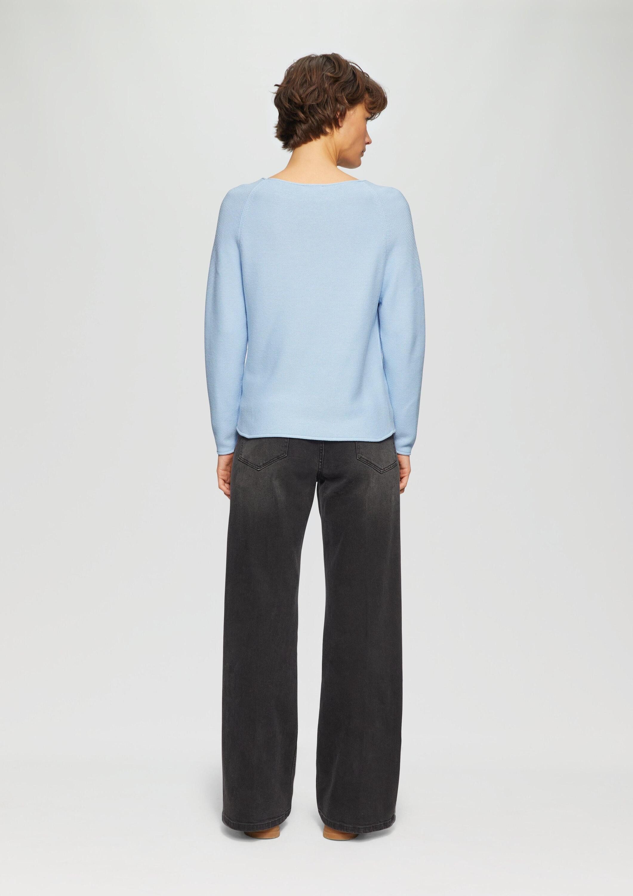 s.Oliver Longpullover Strickpullover Strickpullover mit U-Boot-Ausschnitt und Rollsaum