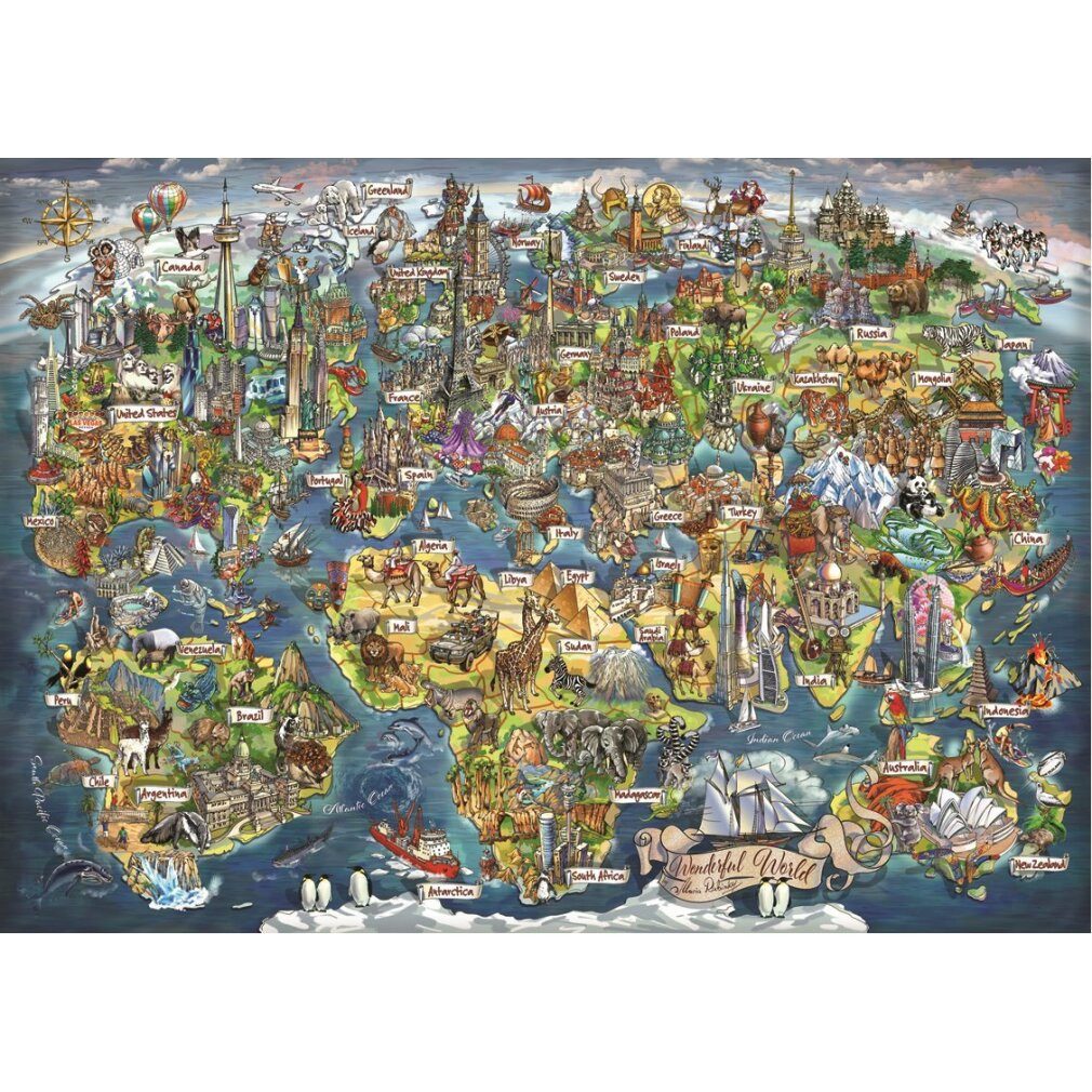 ANATOLIAN Puzzle ANATOLIAN Puzzle Amazing World Map 3000 Teile, Puzzleteile