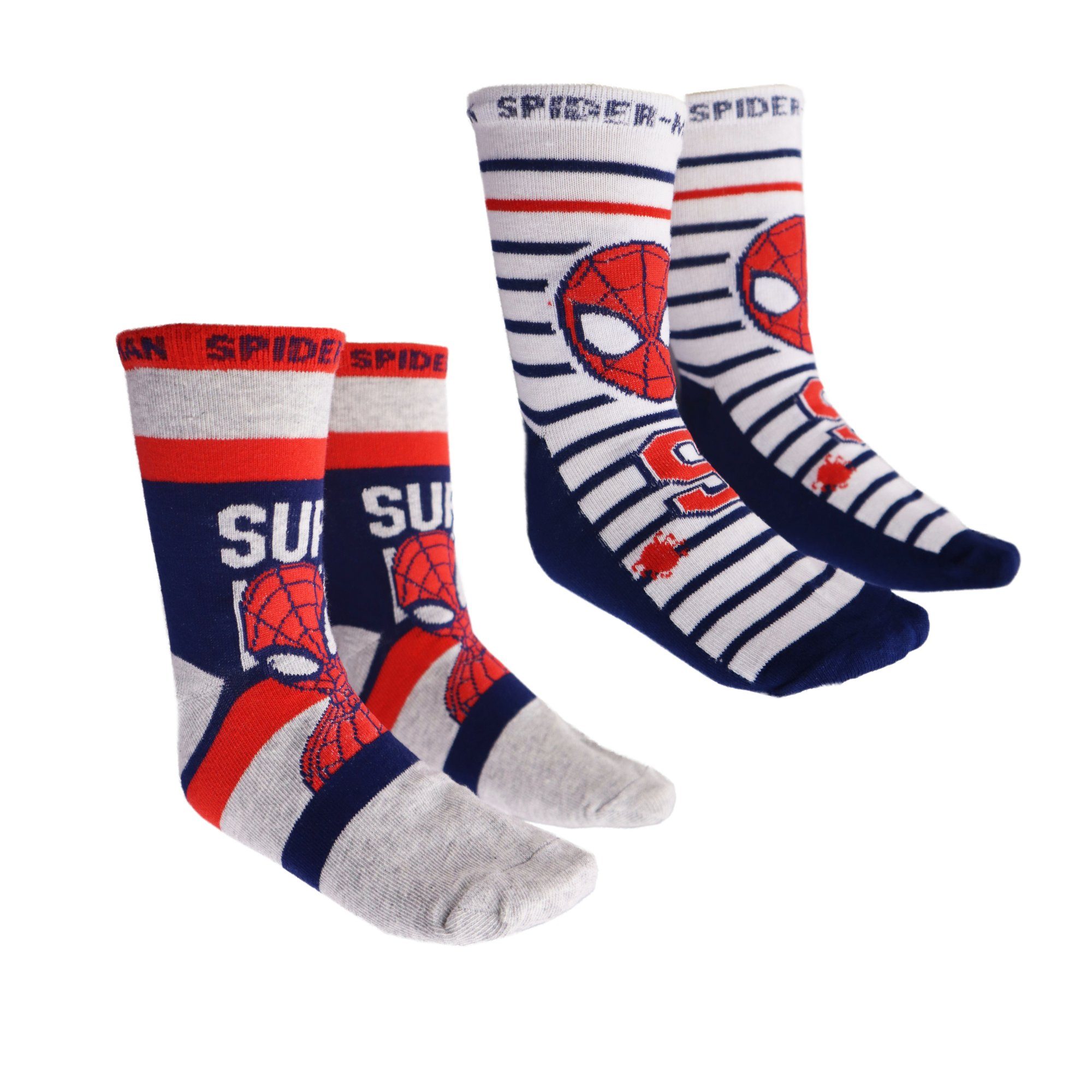 MARVEL Langsocken Marvel Spiderman lange Kinder Socken 2er Pack Gr. 23 bis 34